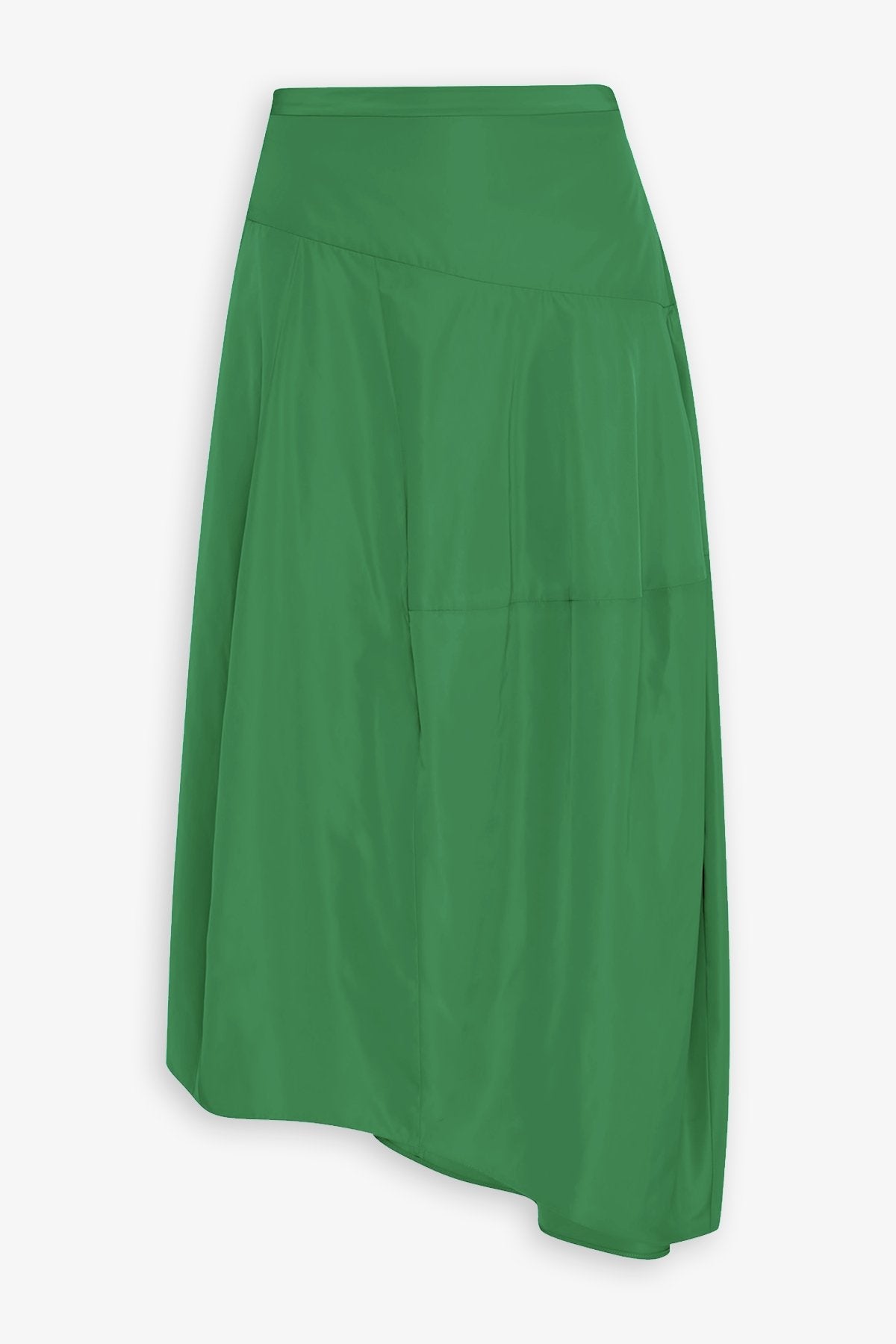 Italian Sporty Nylon Asymmetrical Balloon Skirt Regular in Green - shop-olivia.com
