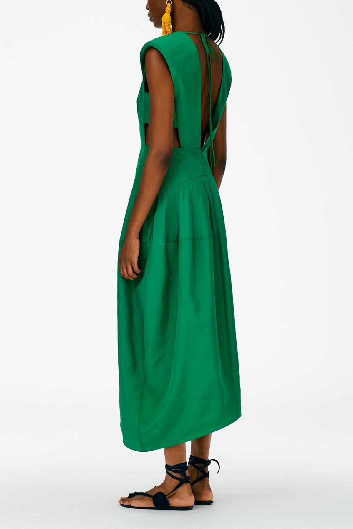 Italian Sporty Nylon Sleeveless Balloon Dress in Green - shop-olivia.com