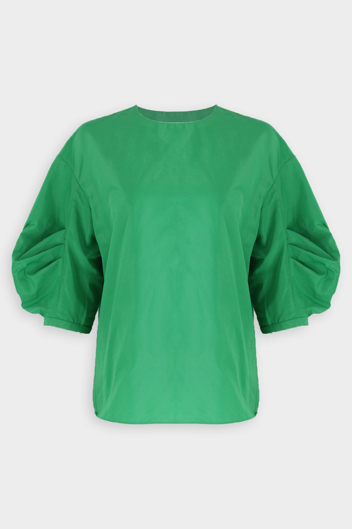 Italian Sporty Pleat Sleeve Top in Jadeite Green - shop-olivia.com