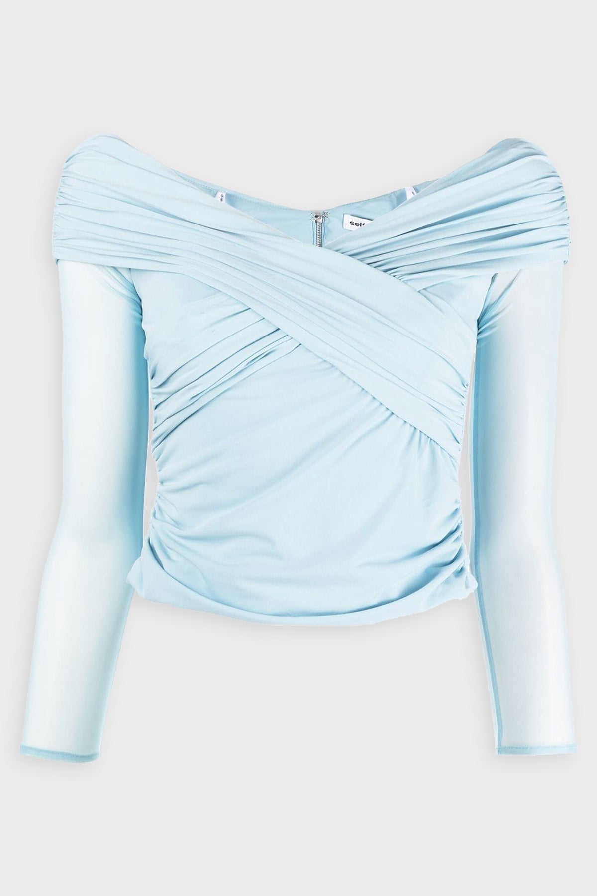 Jersey Crossover Top in Light Blue - shop-olivia.com