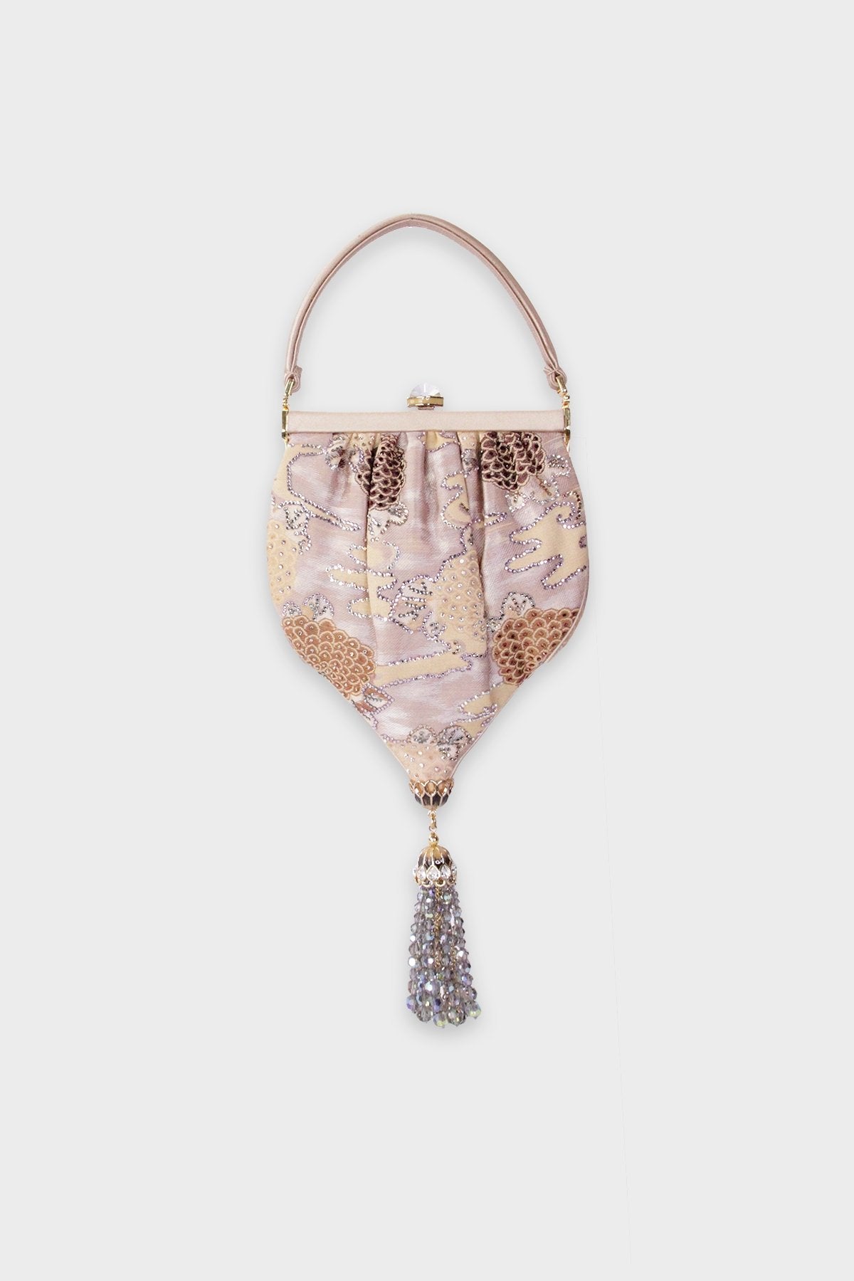 Judith Leiber Beige Satin Beaded Mini Handbag - shop-olivia.com
