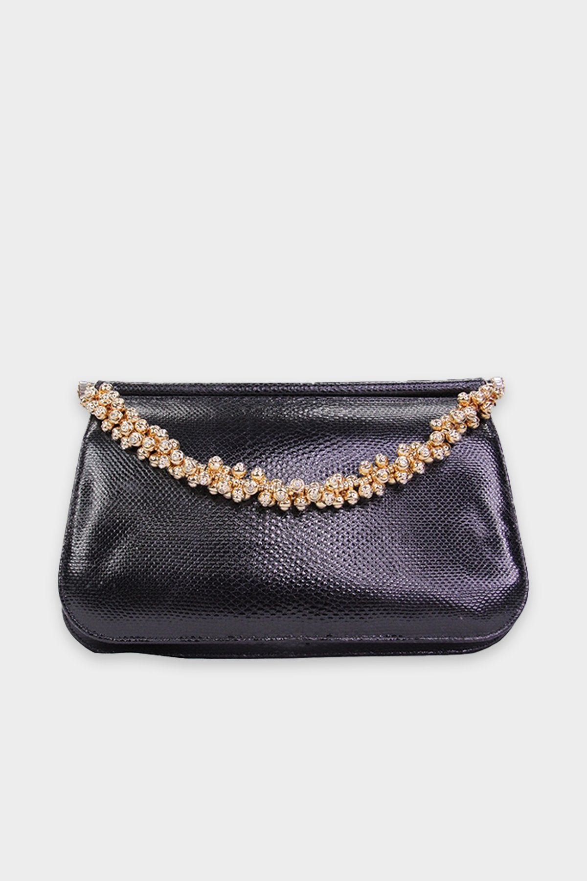 Judith Leiber Black Snakeskin Clutch - shop-olivia.com