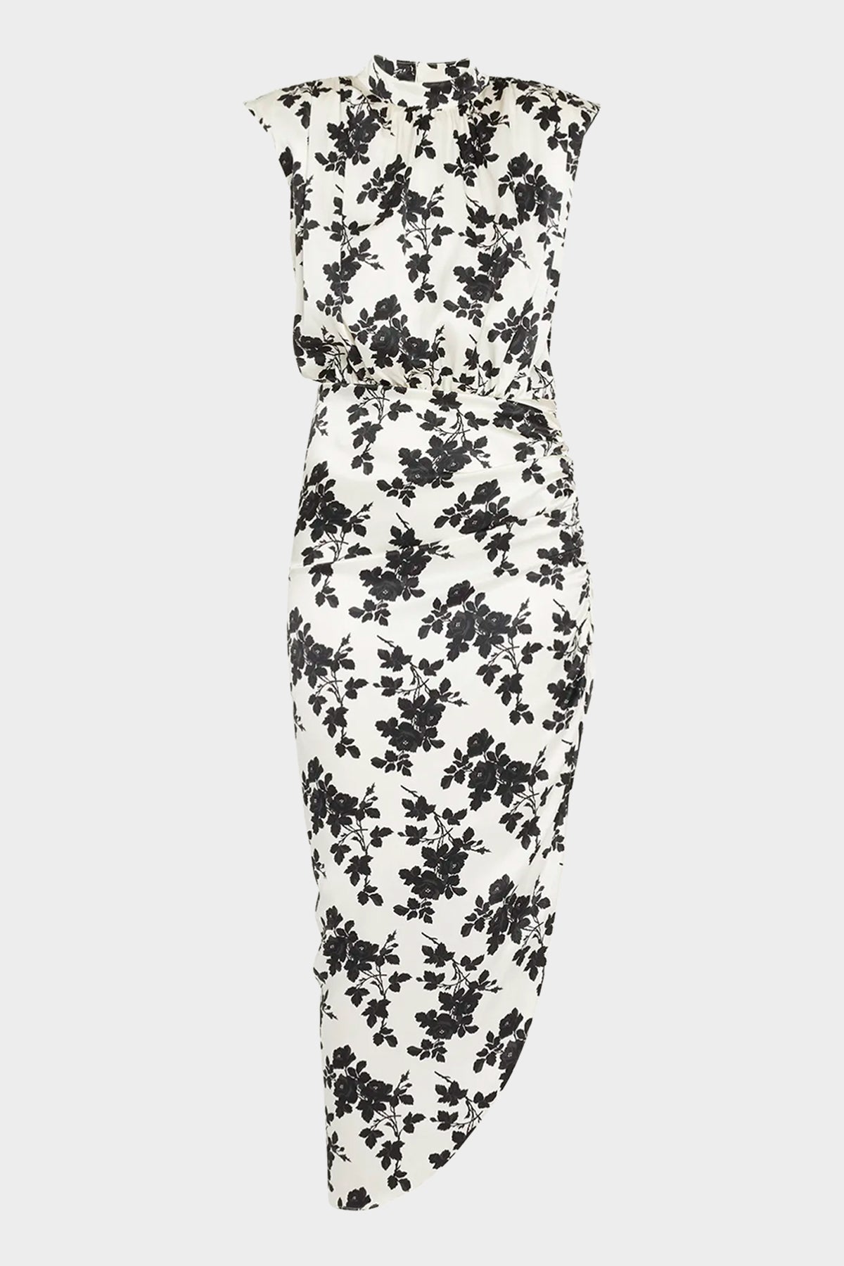 Kendall Stretch-Silk Floral Dress in Ivory Black - shop-olivia.com