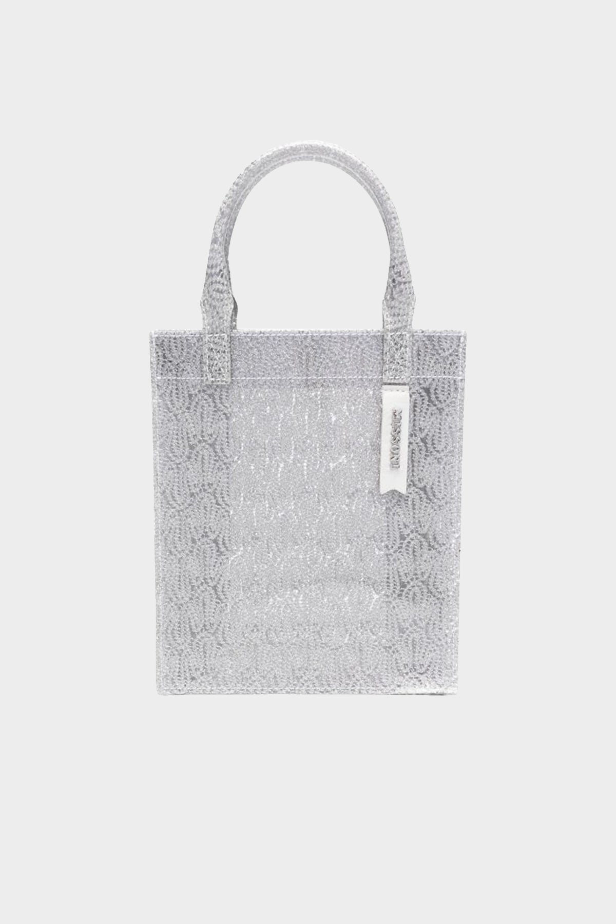 Lame-Effect Mini Tote Bag in Silver - shop-olivia.com