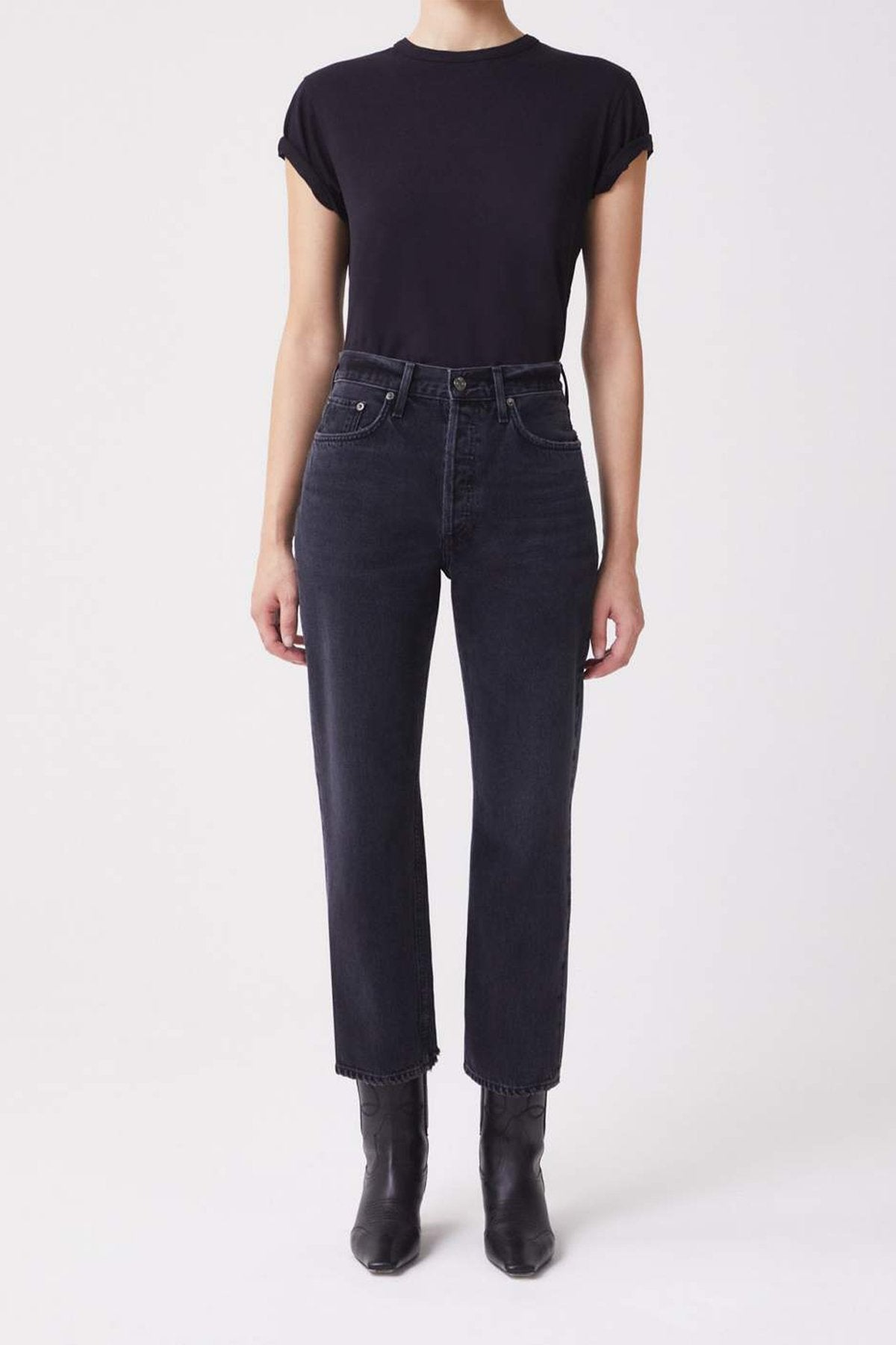 Lana Crop Mid Rise Vintage Straight Jean in Rhyme - shop-olivia.com