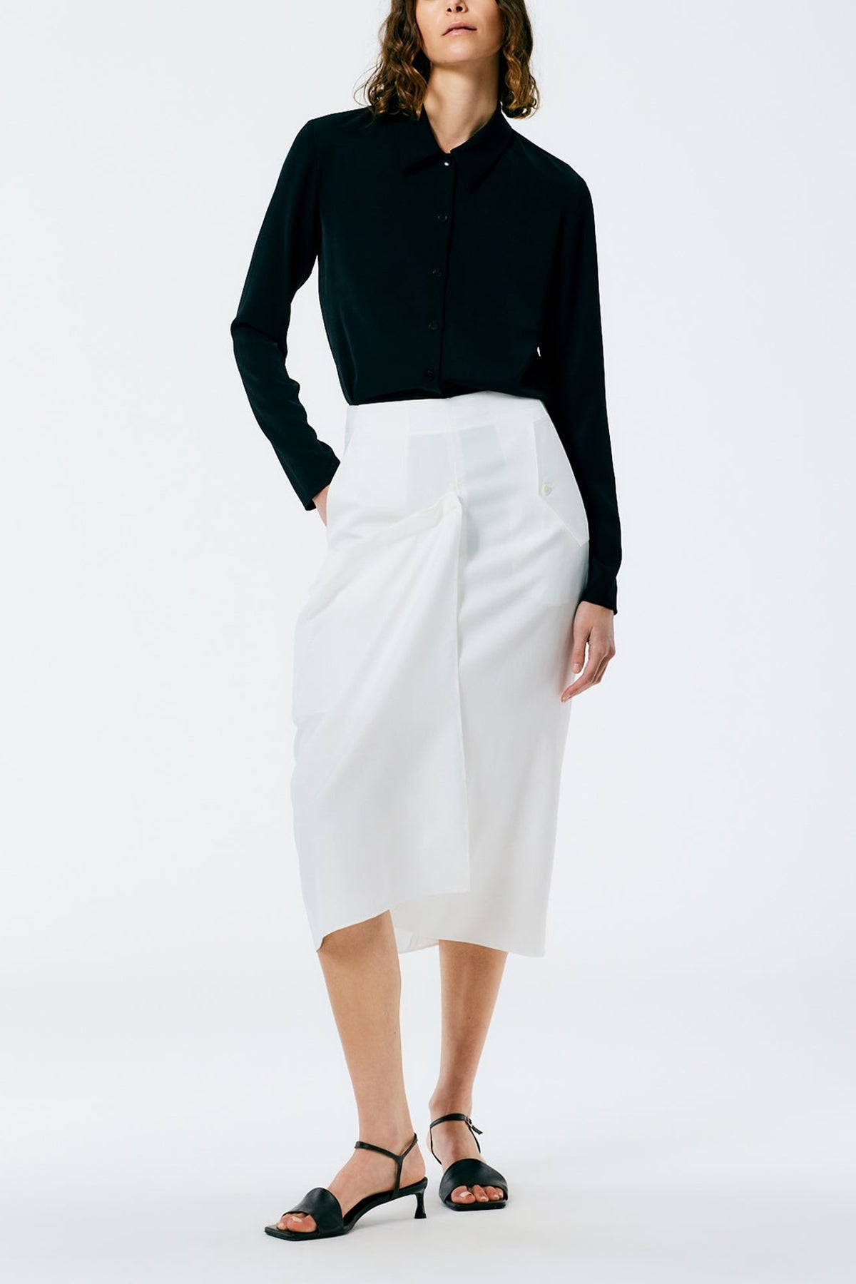 Lancaster Lyocell Draped Skirt in Ivory - shop-olivia.com