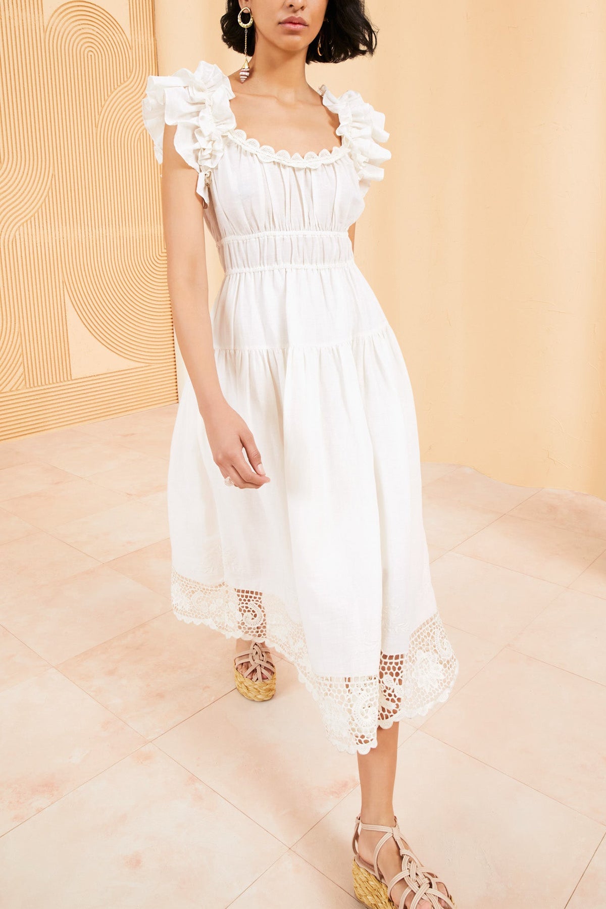 Leona Midi Dress in Ivory - shop-olivia.com