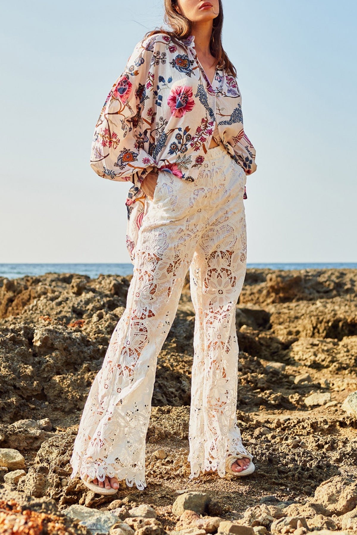 Liberty Floral Top in White Floral - shop-olivia.com