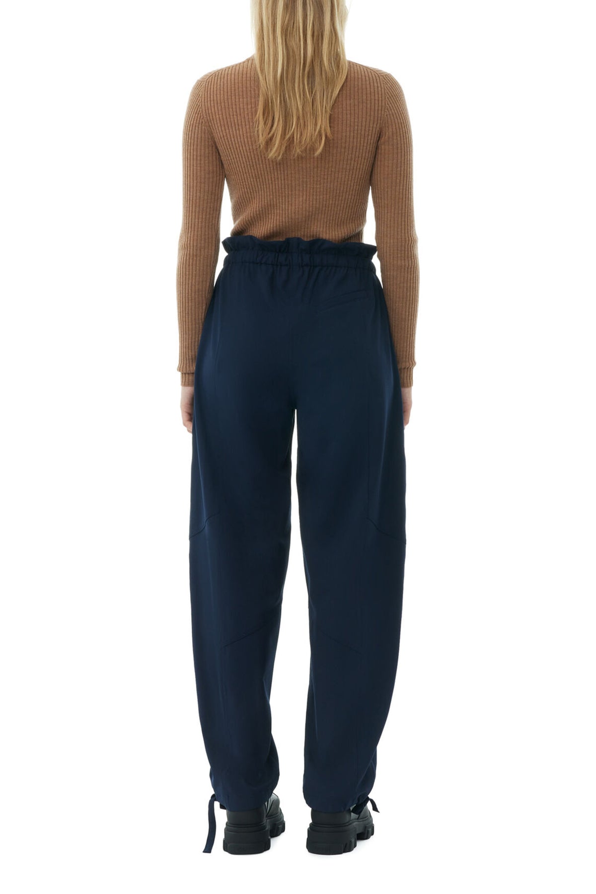 Light Solid Elasticated Waist Pants in Sky Captain - shop-olivia.com