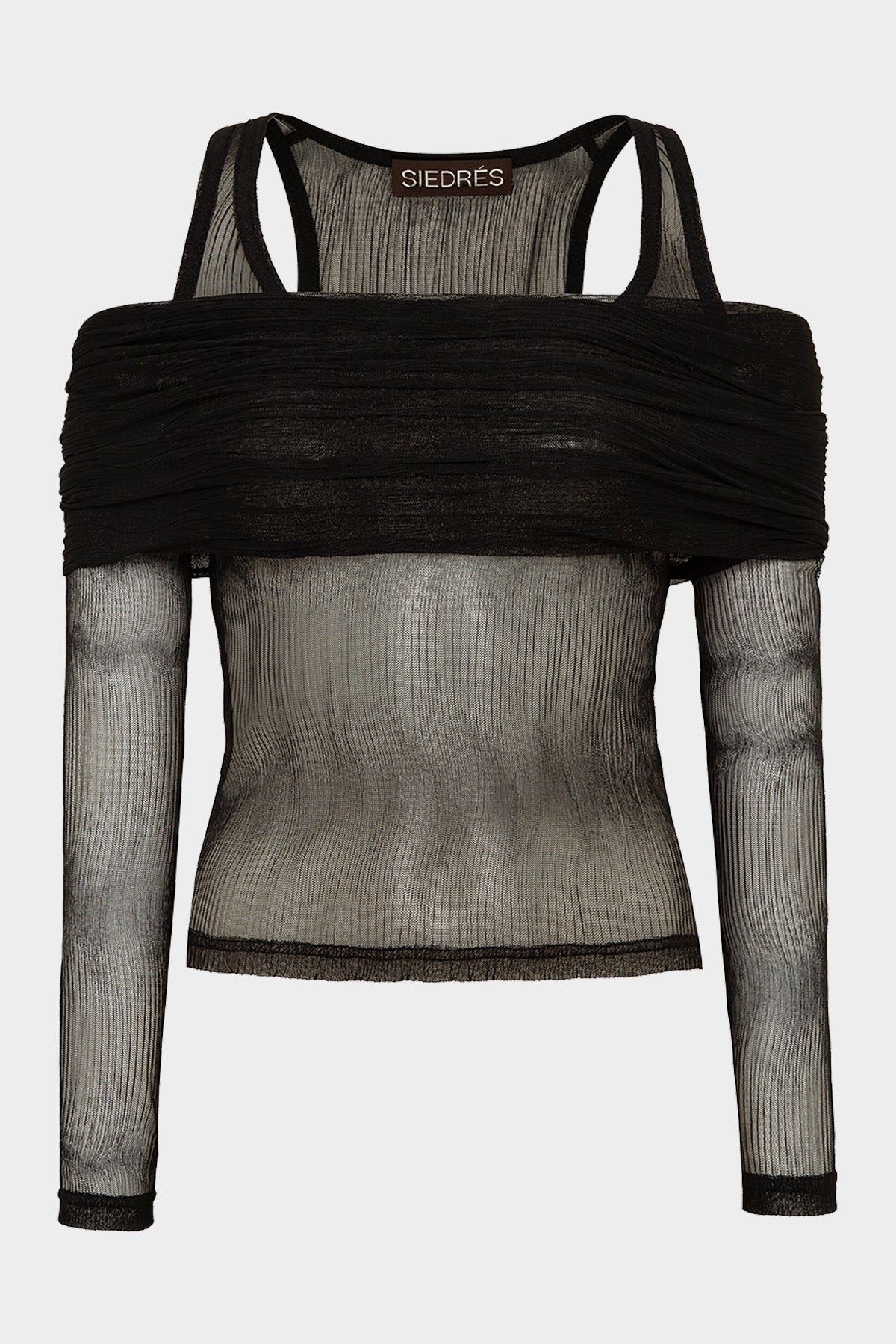Lille Layered Long-Sleeve Sheer Top in Black - shop-olivia.com