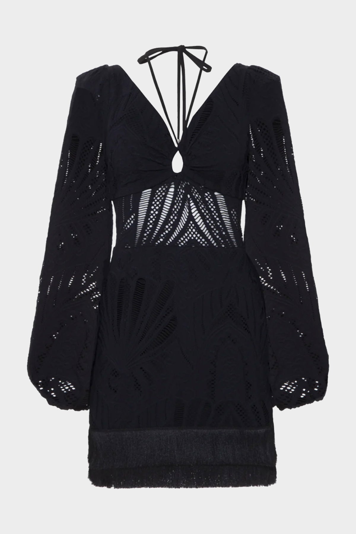 Long Sleeve Lace Mini Dress in Black - shop-olivia.com