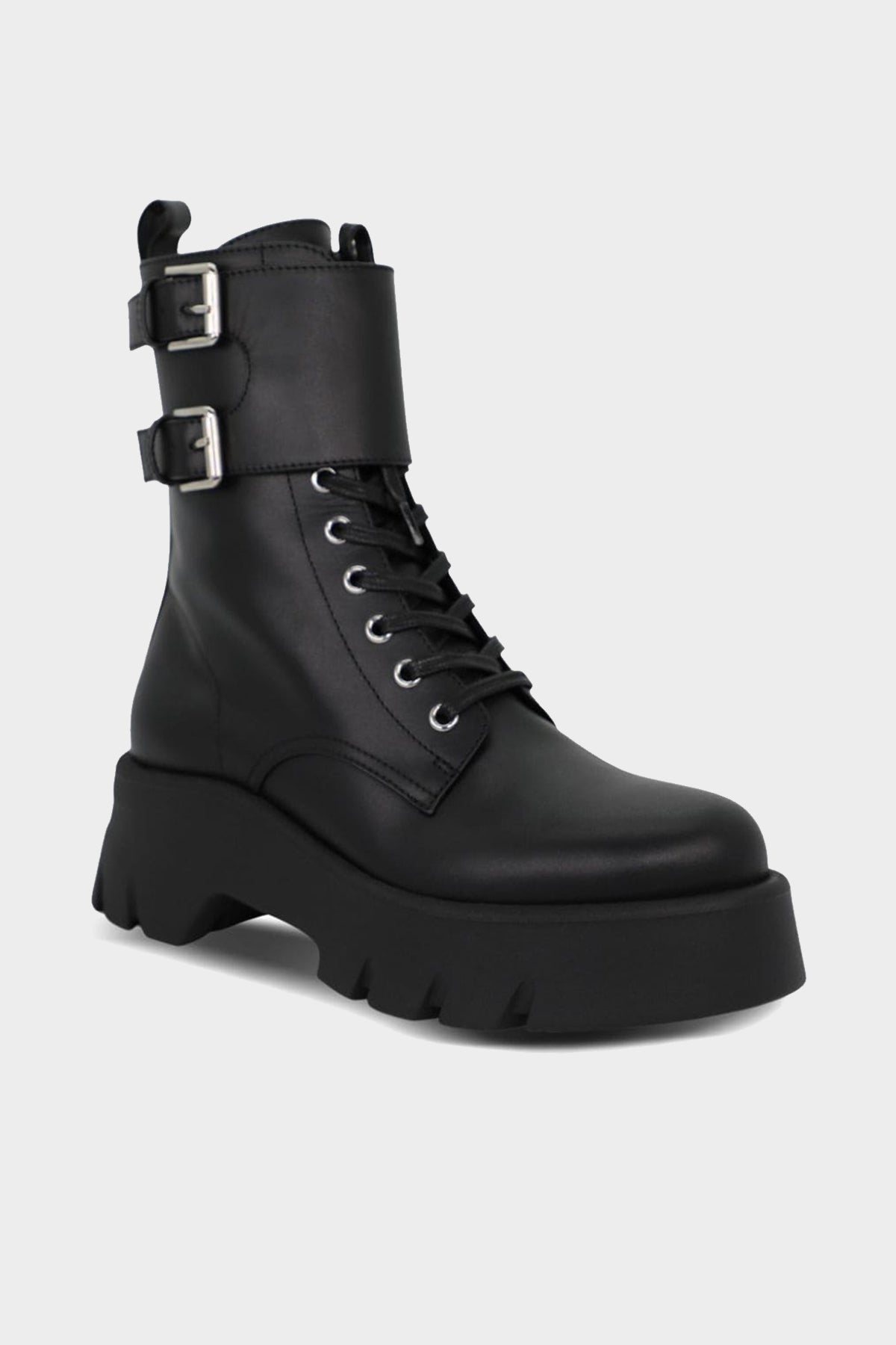 Marloe Leather Combat Boots in Black - shop-olivia.com