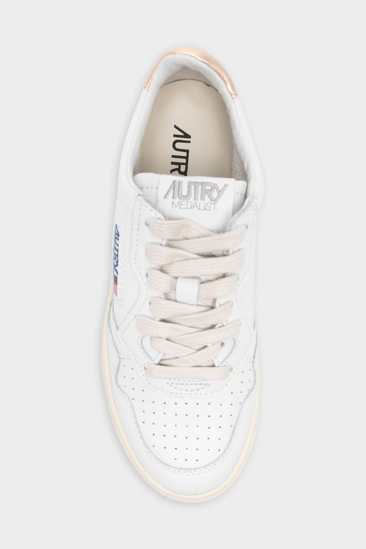Medalist Low Leather Sneaker in White Gold - shop-olivia.com