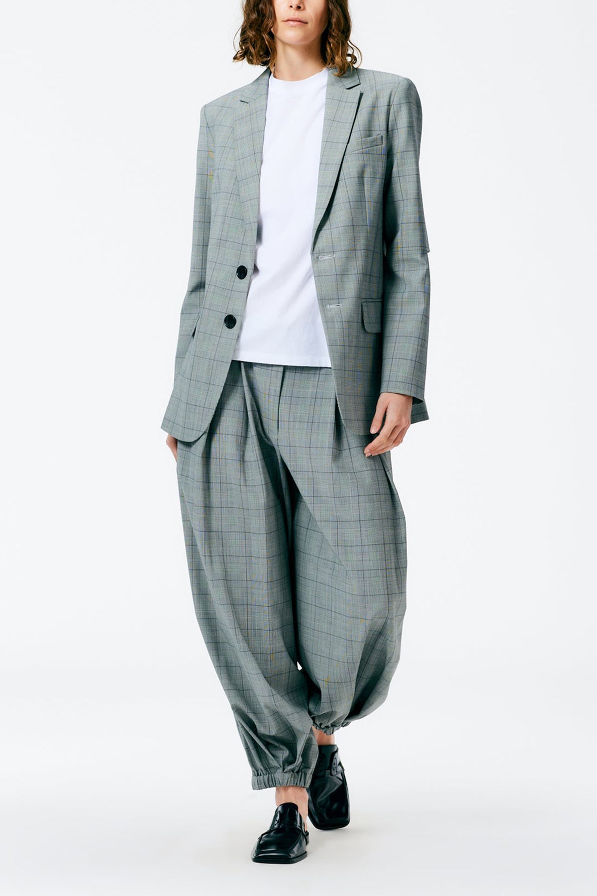 Menswear Suiting Cutout Sleeve Marlon Blazer in White/Black Multi - shop-olivia.com