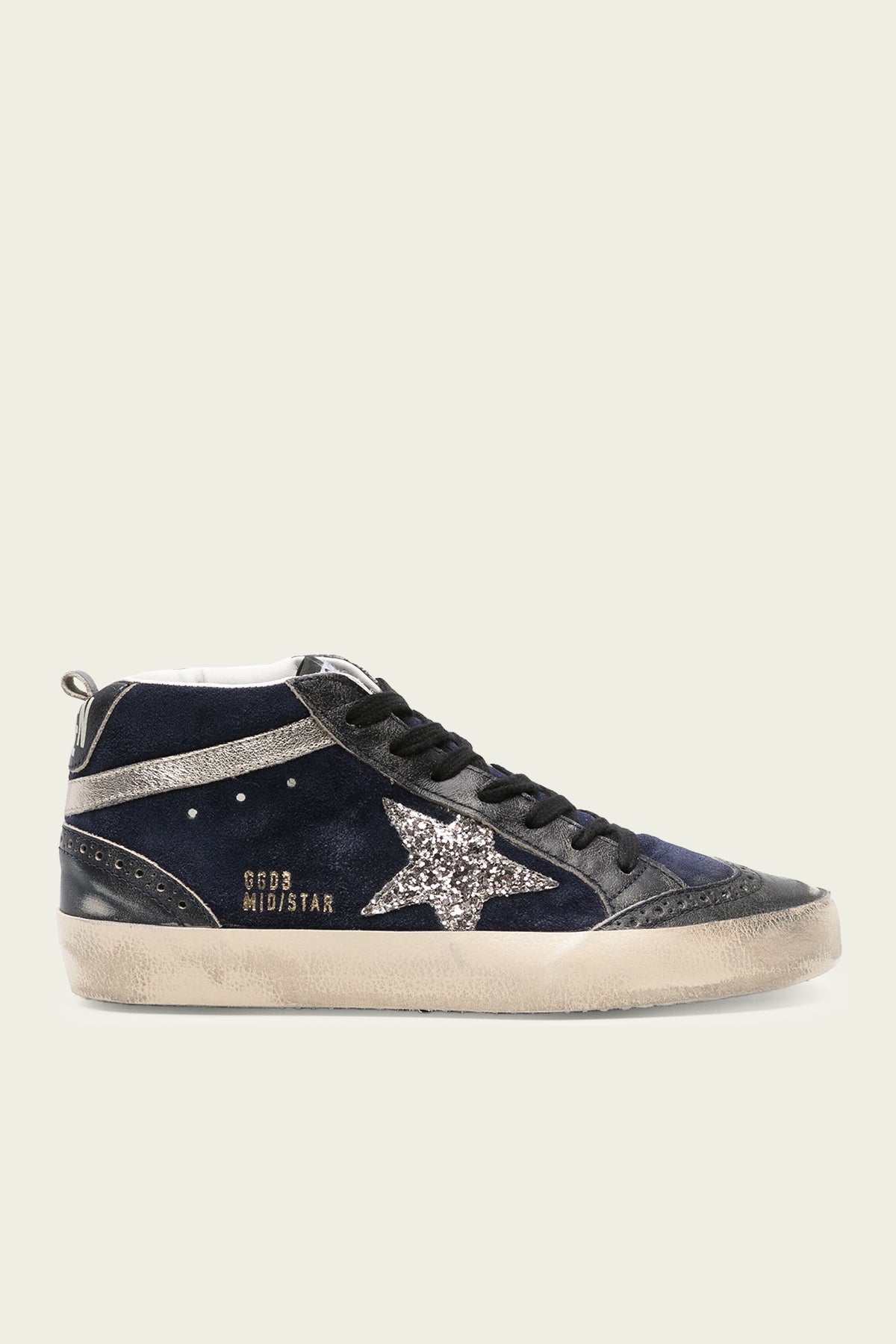 Mid-Star Medieval Blue Glitter Star Leather Sneaker - shop-olivia.com