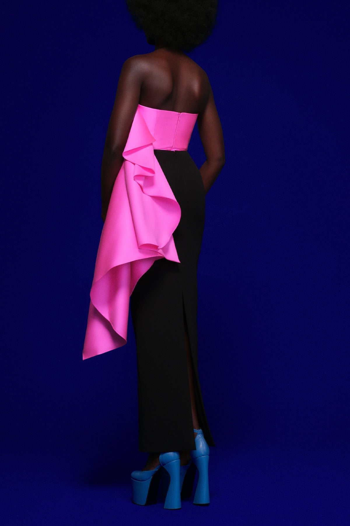 Milena Maxi Dress in Hot Pink and Black - shop-olivia.com