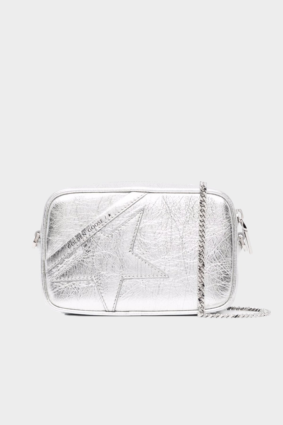 SILVER LEATHER MINI STAR CROSSBODY BAG