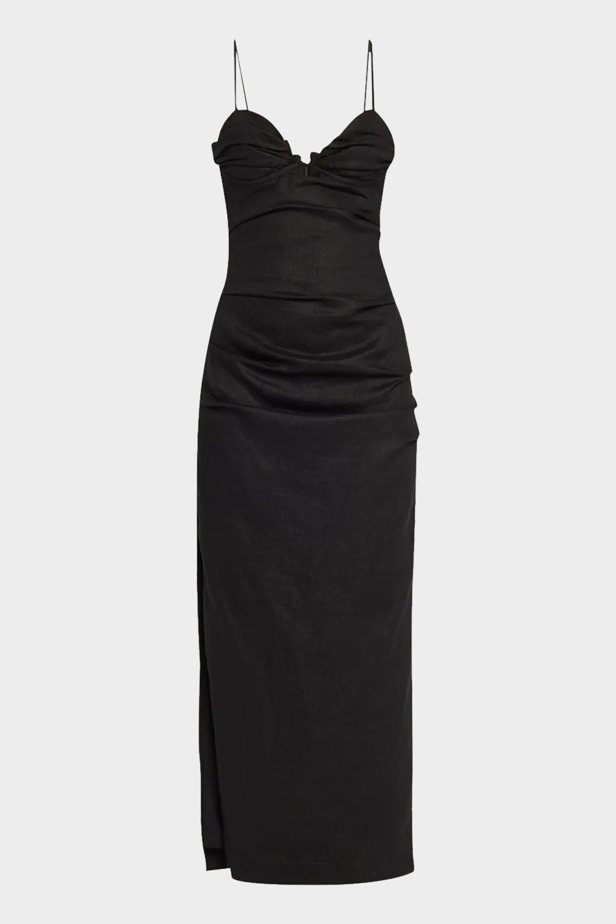 silk balconette dress Noemi Balconette Midi Dress in Black