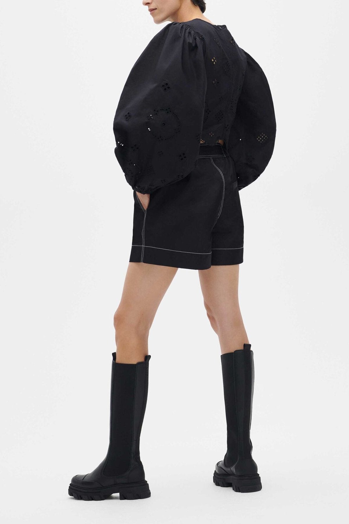 Nylon Drawstring Shorts in Black - shop-olivia.com