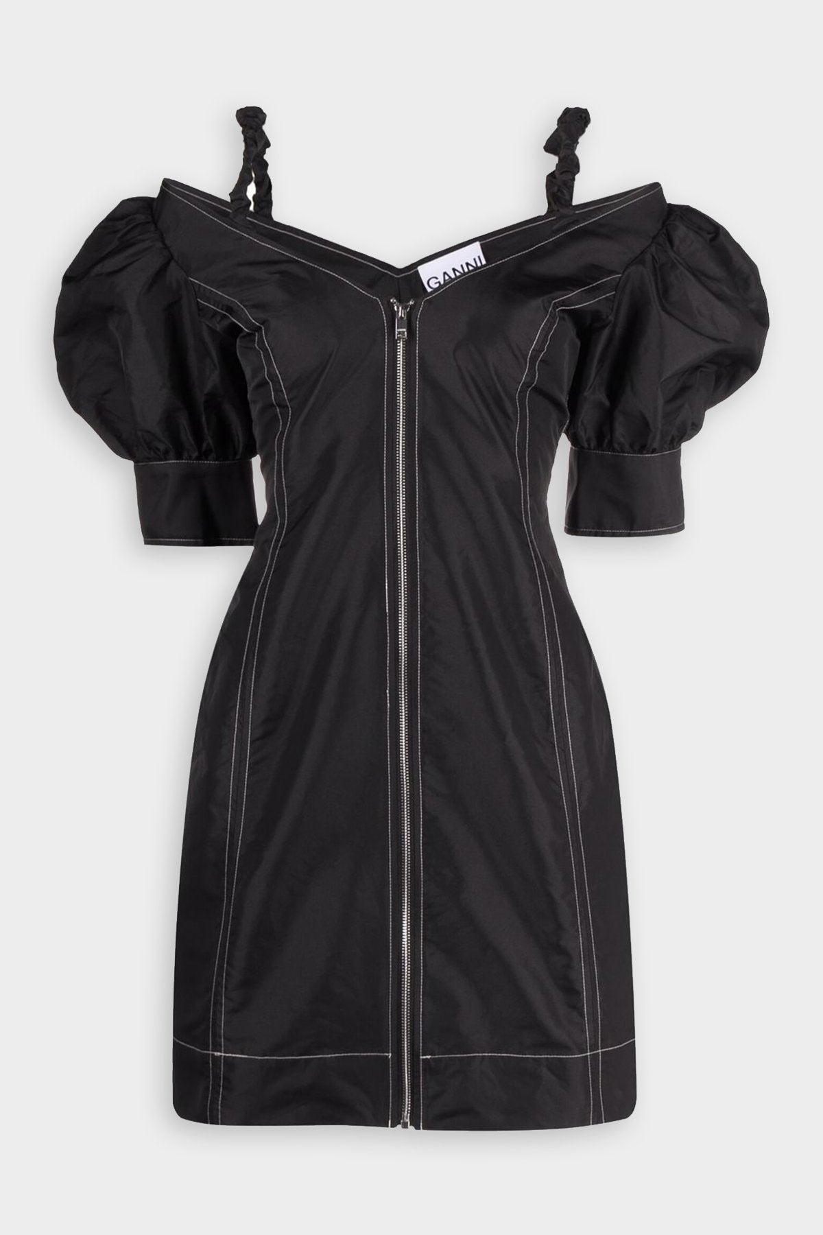 Open V-Neck Mini Dress in Black - shop-olivia.com