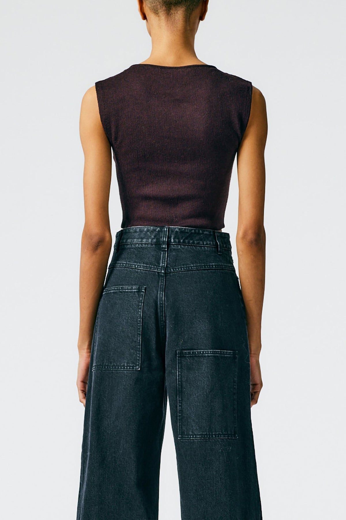 Organic Cotton Tencel Tube Cropped Tank in Burnt Brown - shop-olivia.com