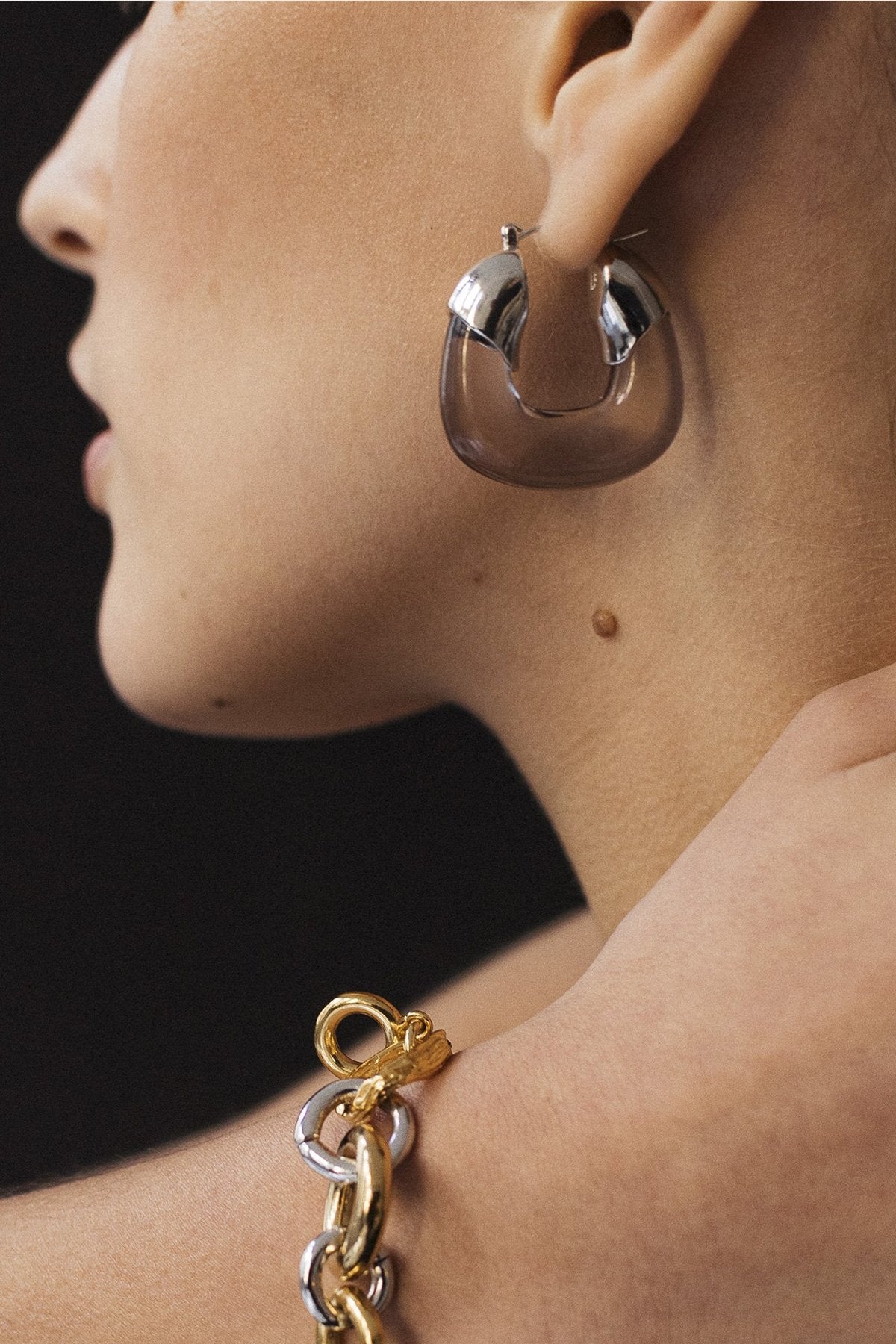 Organic Hoops in Silver Smoke - shop-olivia.com