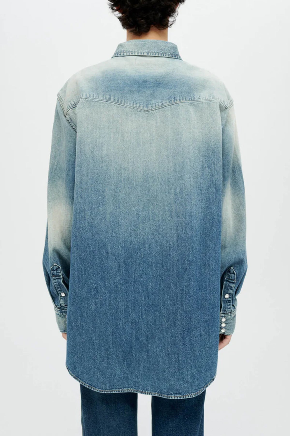 Oversized Western Shirt in Distressed - shop-olivia.com