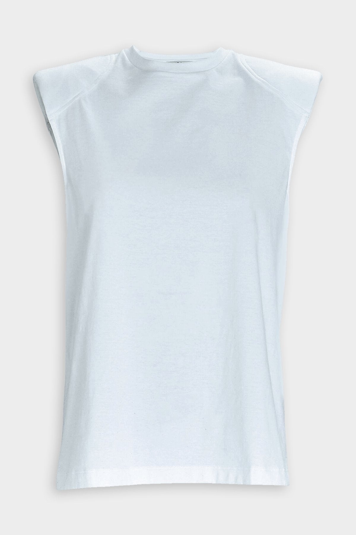 Padded Shoulder Sleeveless Top in Blue Grey - shop-olivia.com