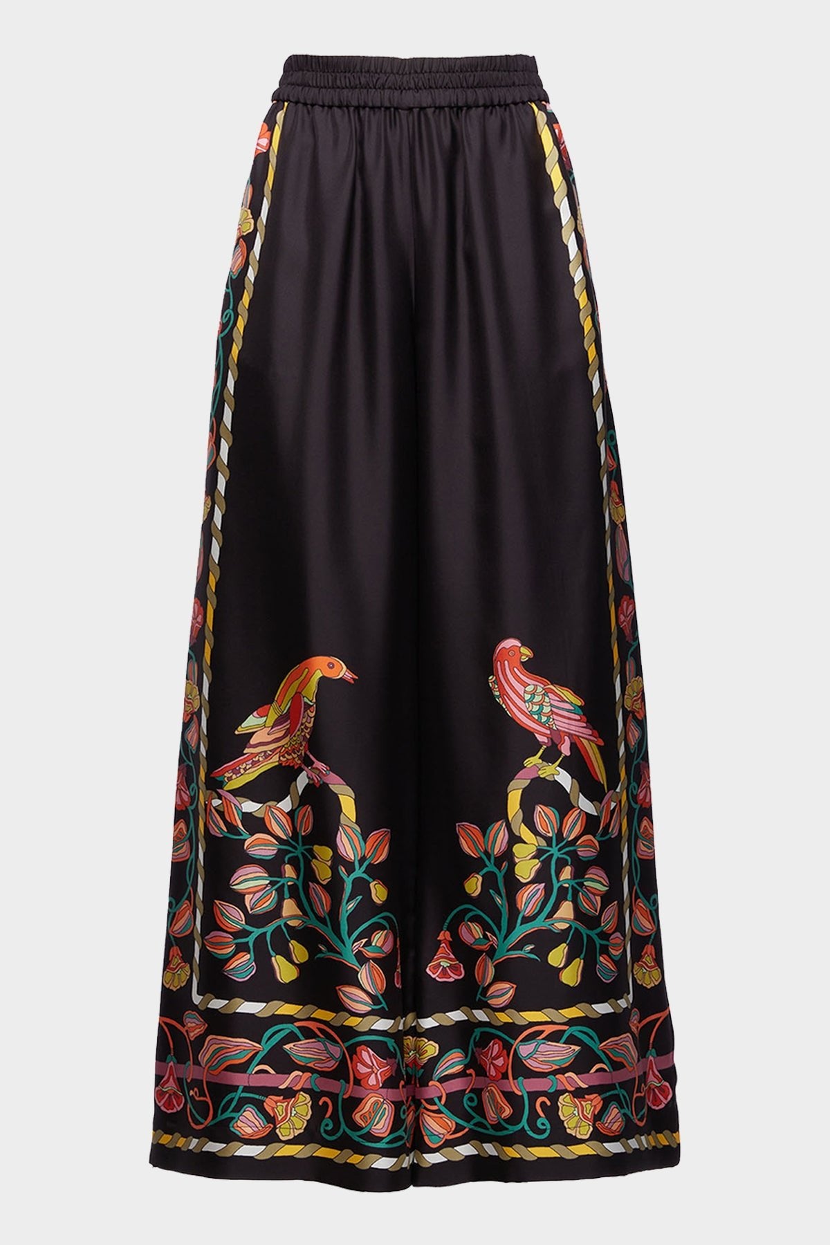 Palazzo Pants (Placed) in Borboni Placee Nero - shop-olivia.com