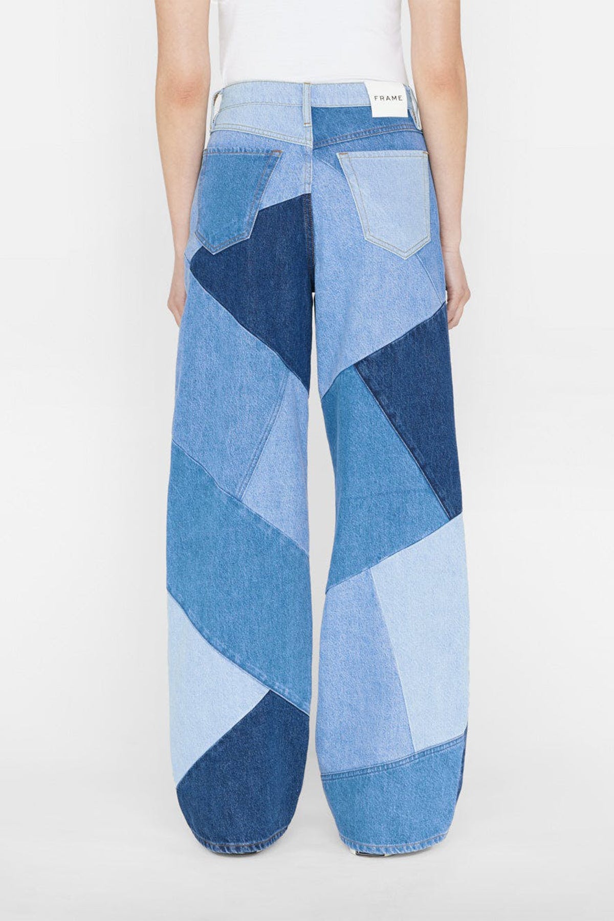 Patchwork Le High 'N' Tight Wide Leg in Blue Compilation - shop-olivia.com