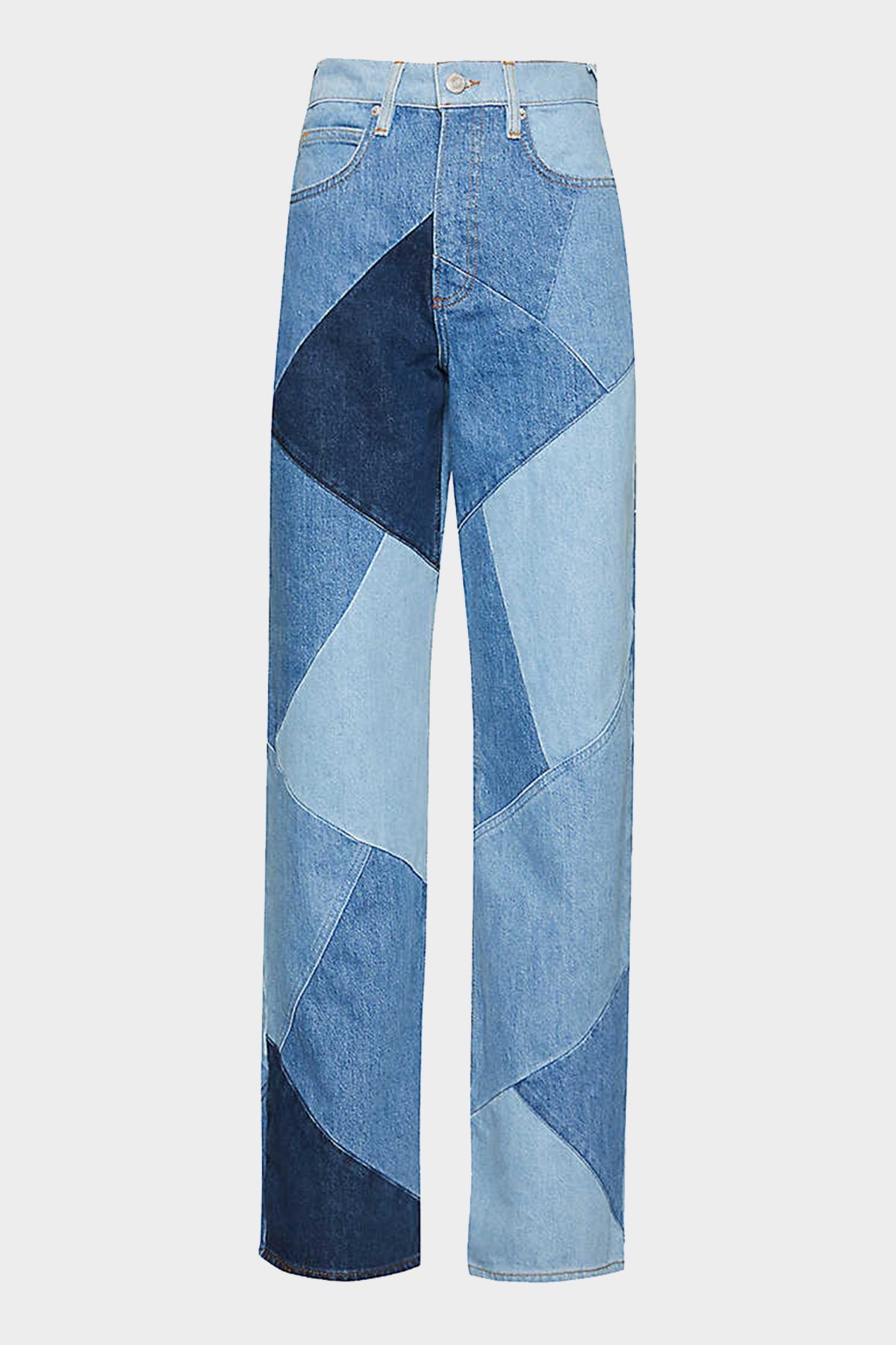 Patchwork Le High 'N' Tight Wide Leg in Blue Compilation - shop-olivia.com
