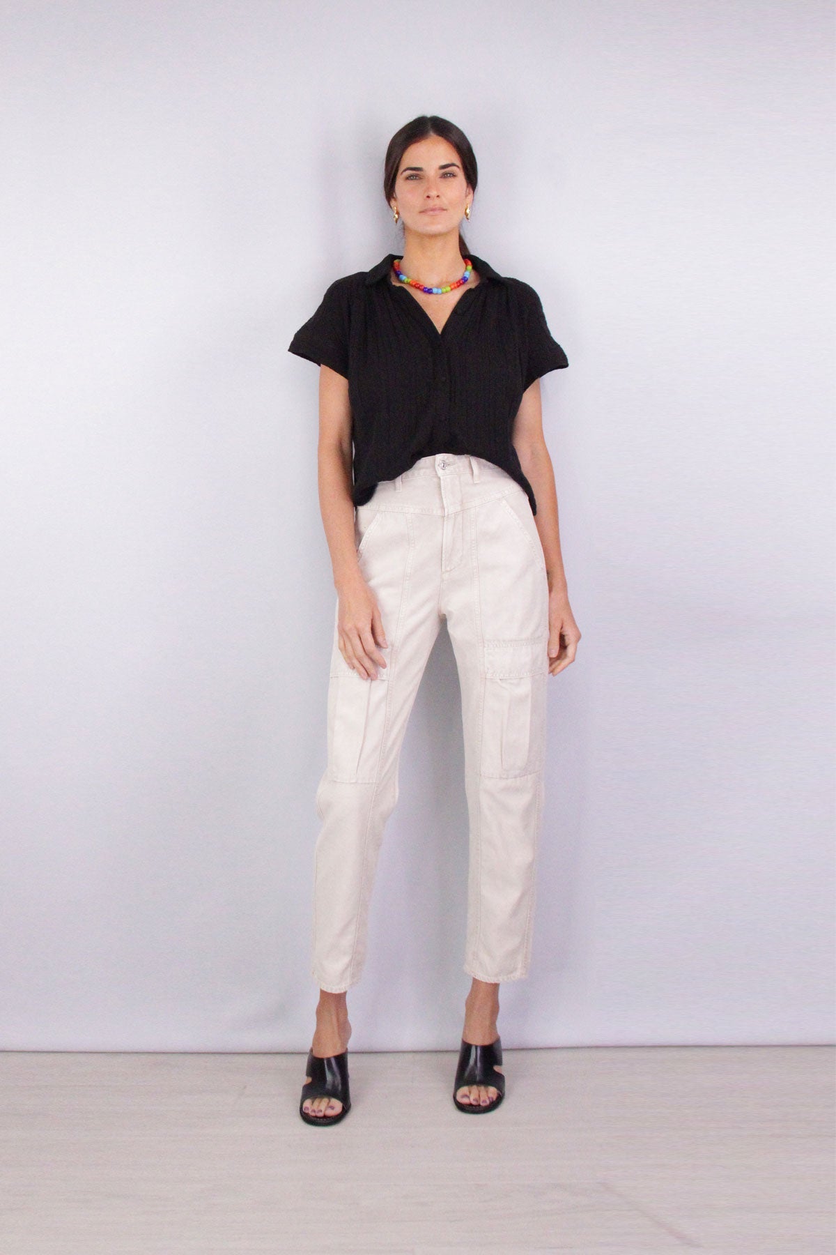 Penny Short Sleeve Blouse in Ebony - shop-olivia.com