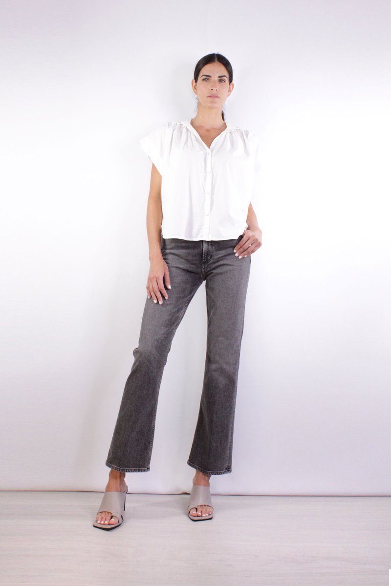 Penny Short Sleeve Blouse in Star White - shop-olivia.com