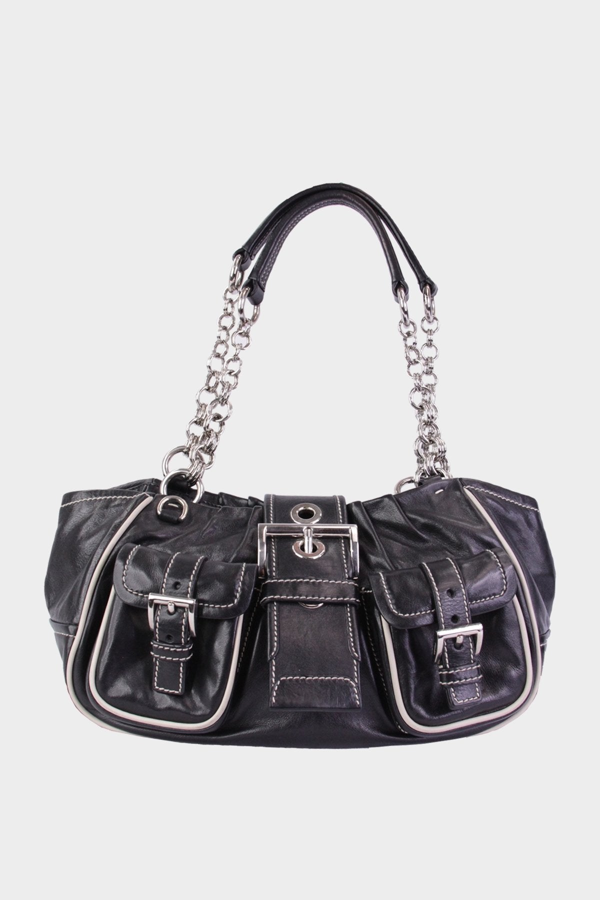 Prada Black Leather Handbag - shop-olivia.com