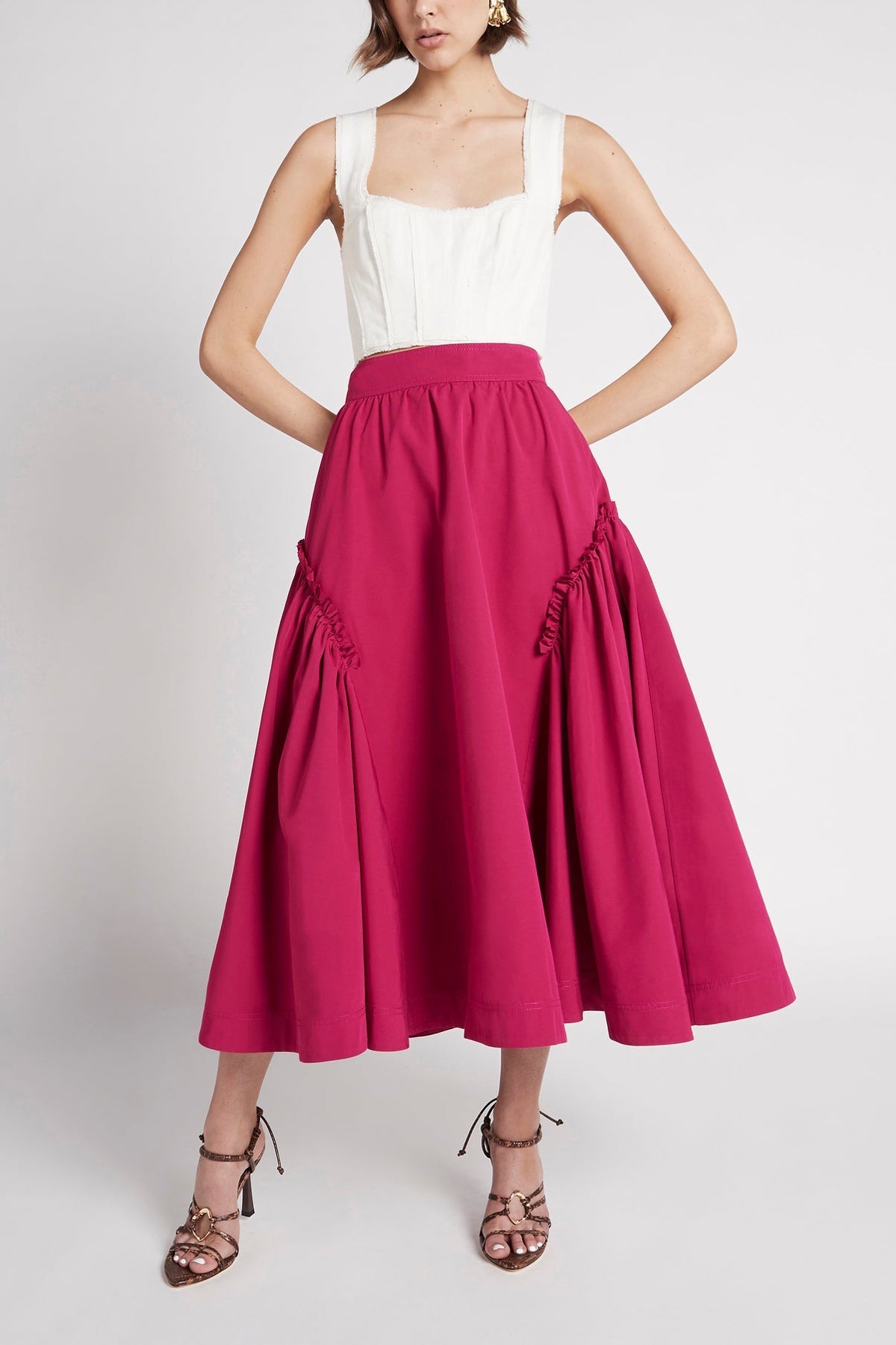 Promise Midi Skirt in Fuchsia - shop-olivia.com