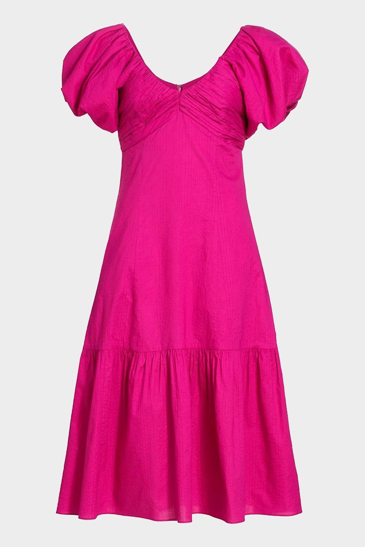 Puff Sleeve Dress in Fuchsia - shop-olivia.com