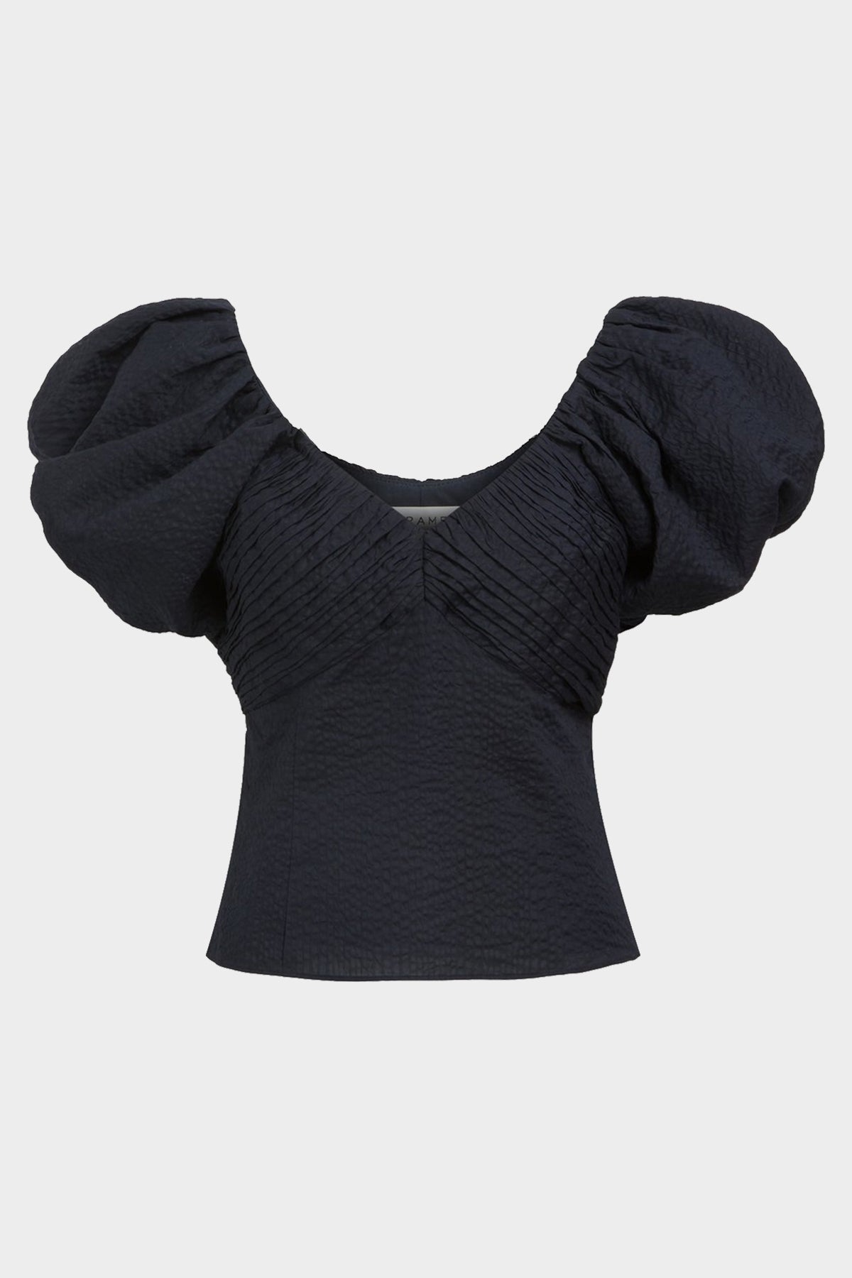 Puff Sleeve Top in Navy - shop-olivia.com