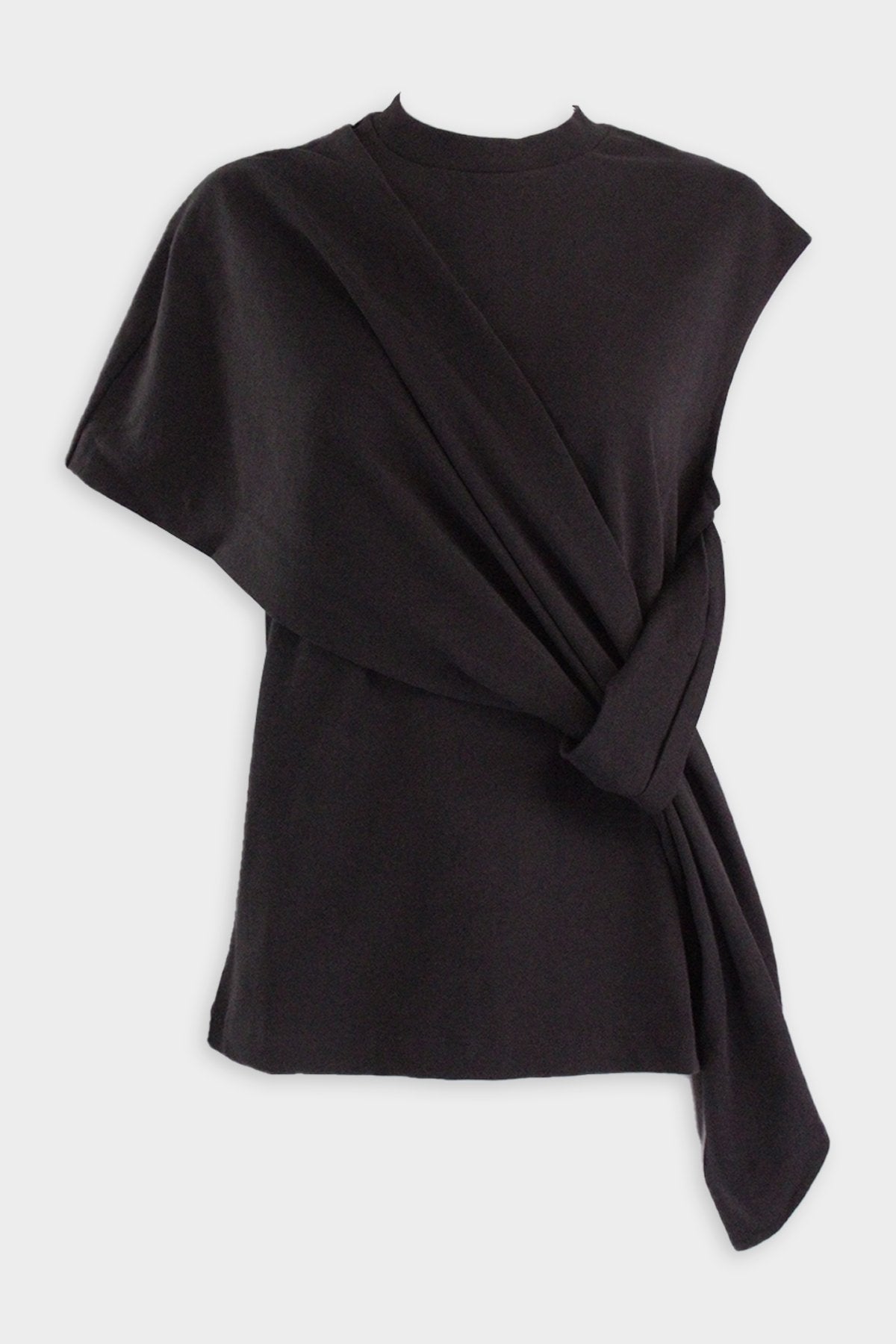 Punto Milano Draped T-Shirt in Black - shop-olivia.com