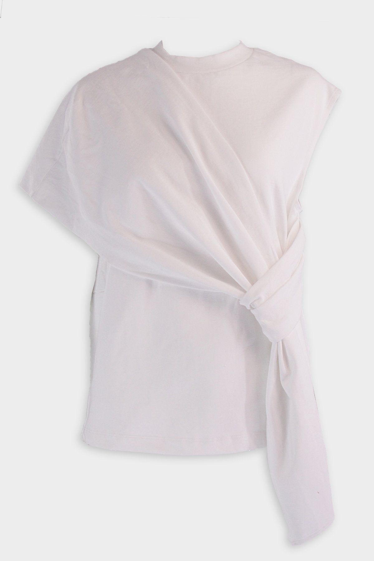 Punto Milano Draped T-Shirt in White - shop-olivia.com