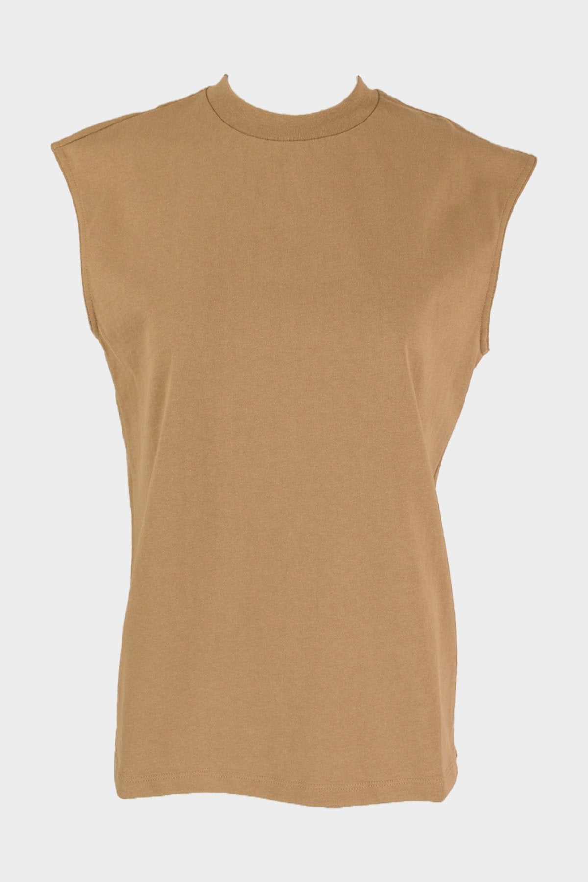 Punto Milano Mockneck T-Shirt in Light Ochre Brown - shop-olivia.com