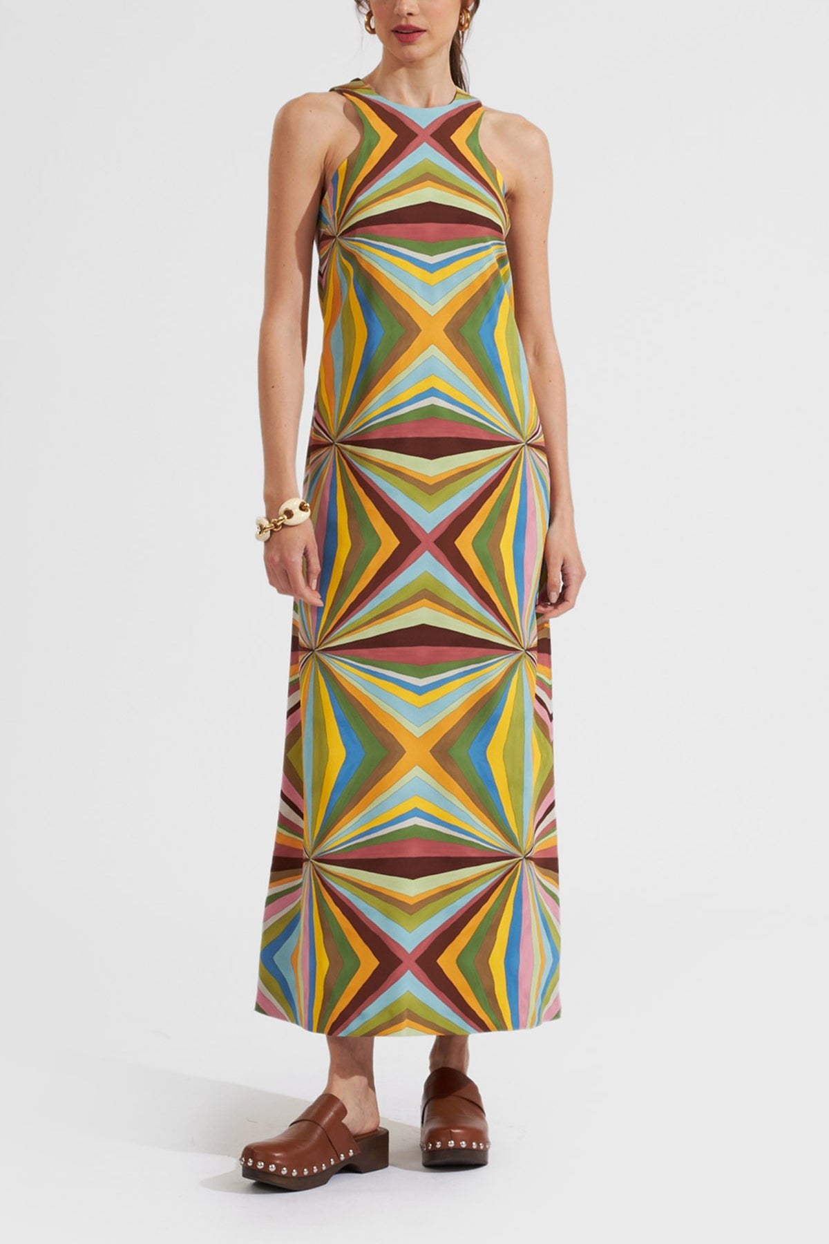 Racer Dress (Placed) in Rainbow - shop-olivia.com