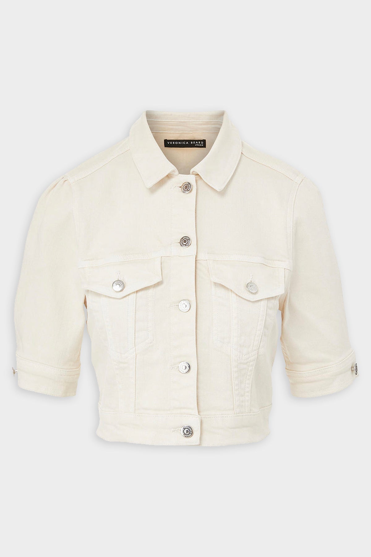 Raina Short-Sleeve Denim Jacket in Ecru - shop-olivia.com