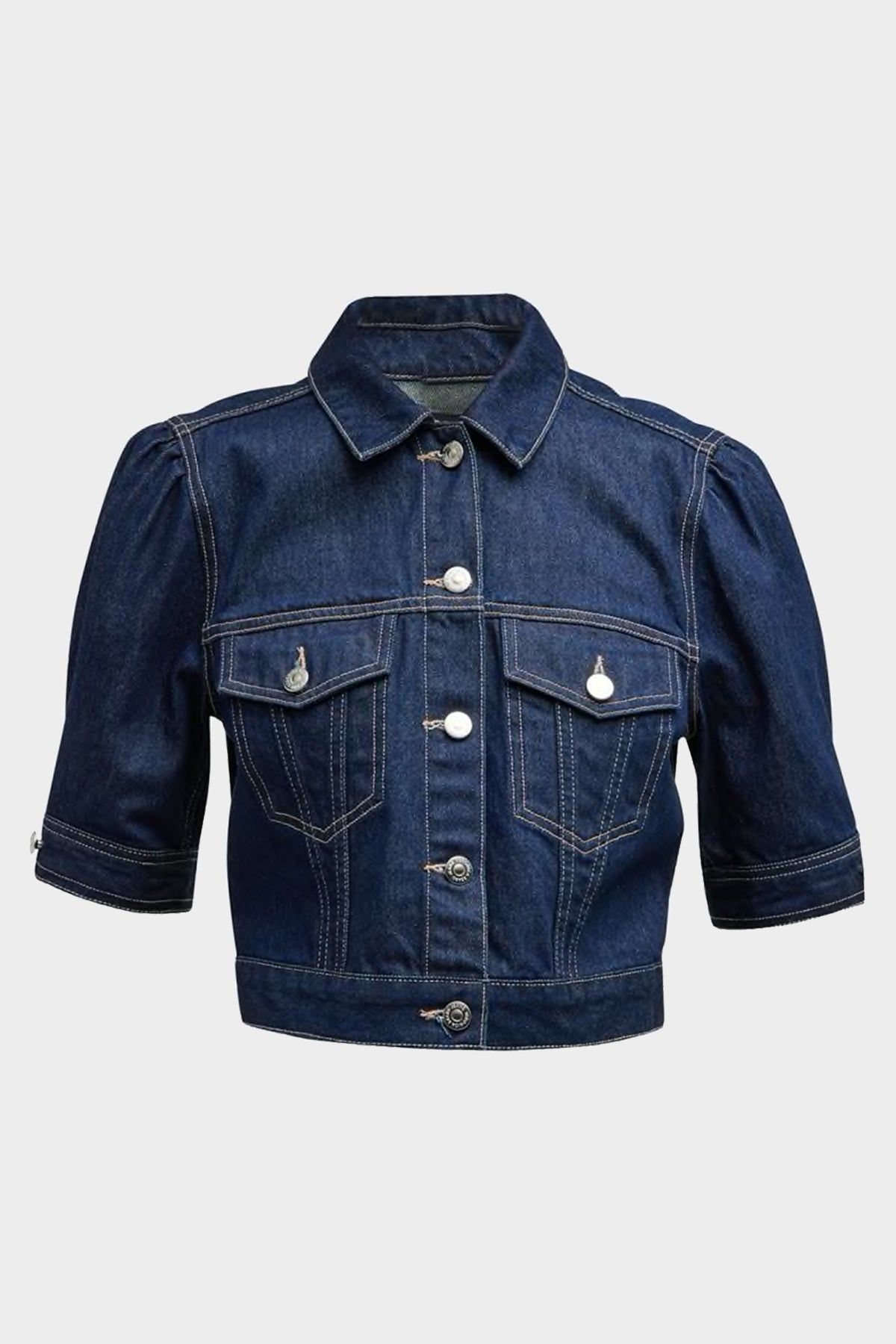 Veronica Beard Raina Short-sleeved Denim Jacket in Blue