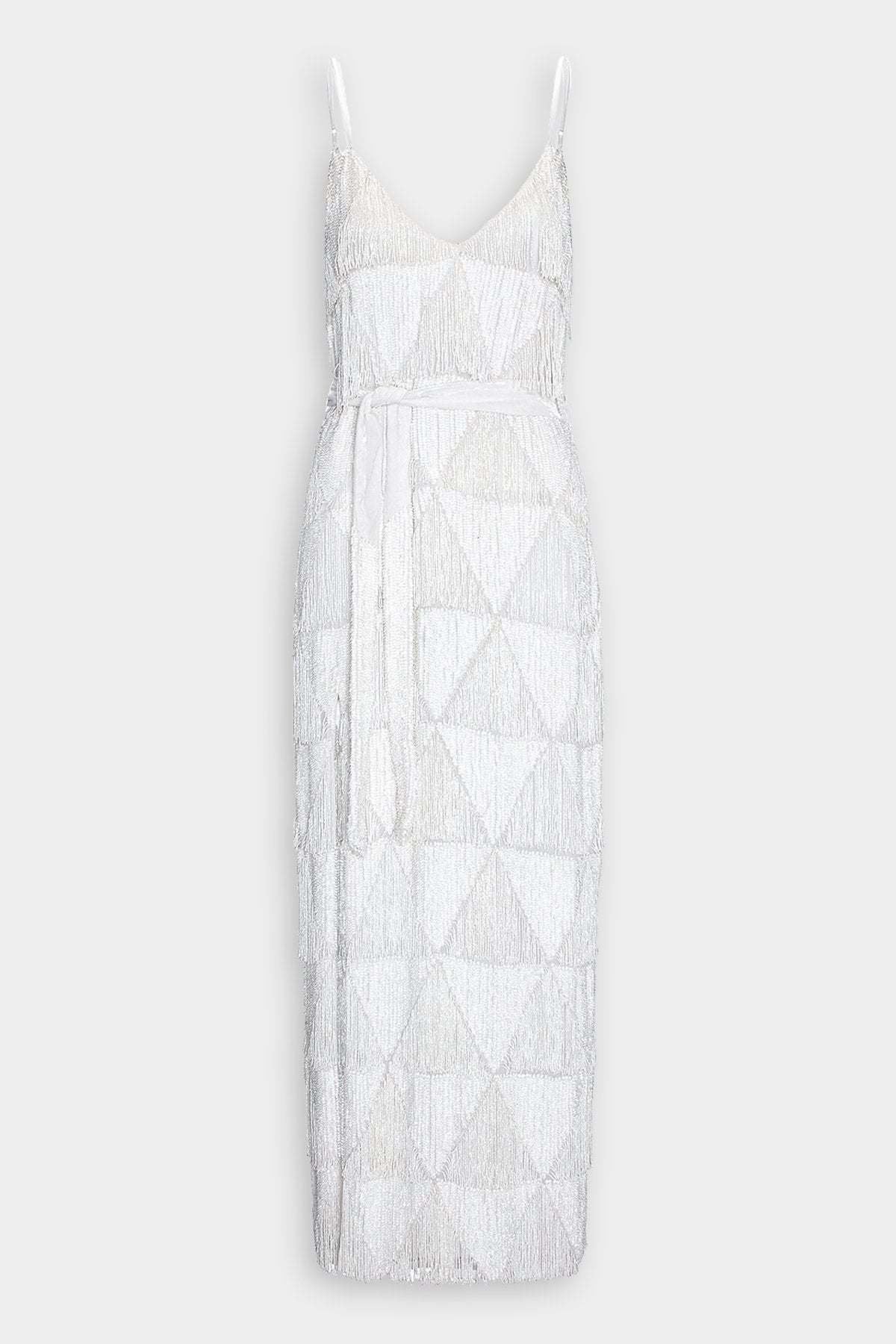 Rebecca Dress in White Fringe - shop-olivia.com