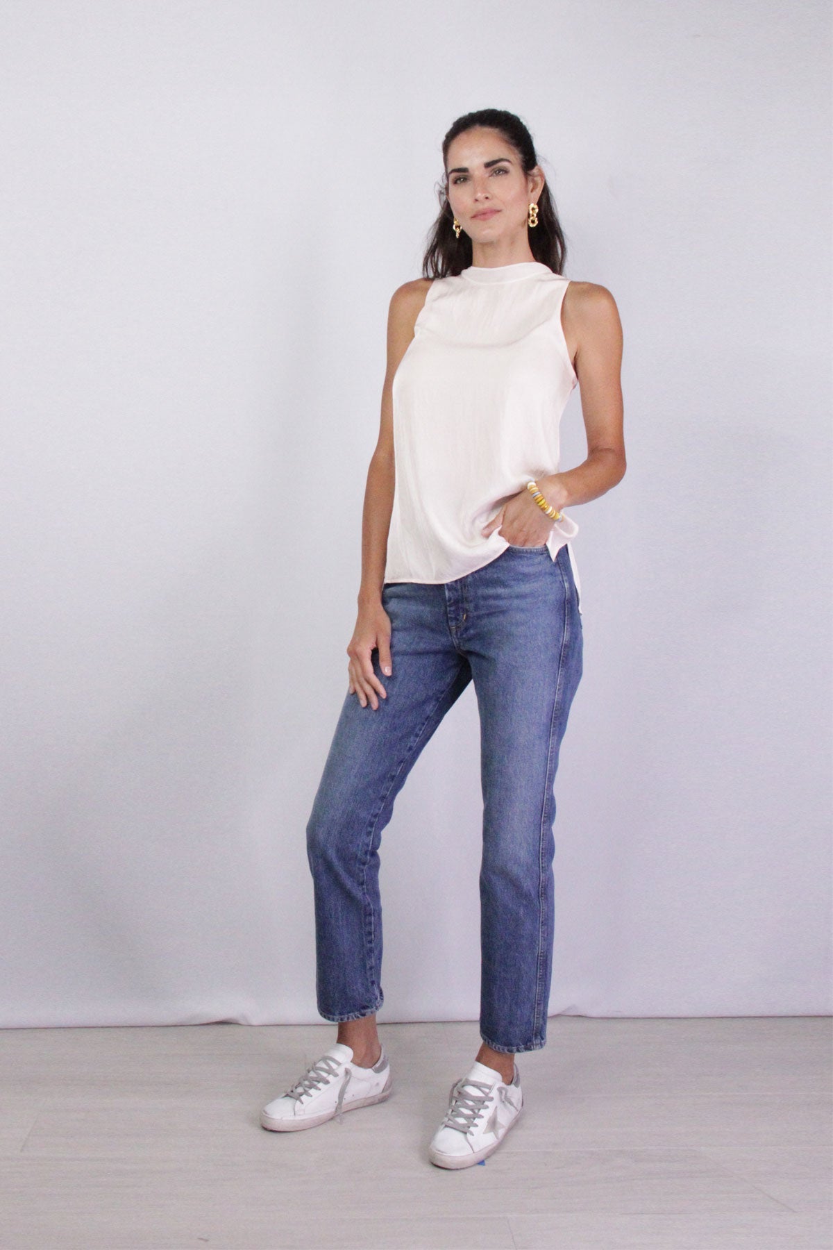 Rib Trim Tank in Pale Rose Water - shop-olivia.com