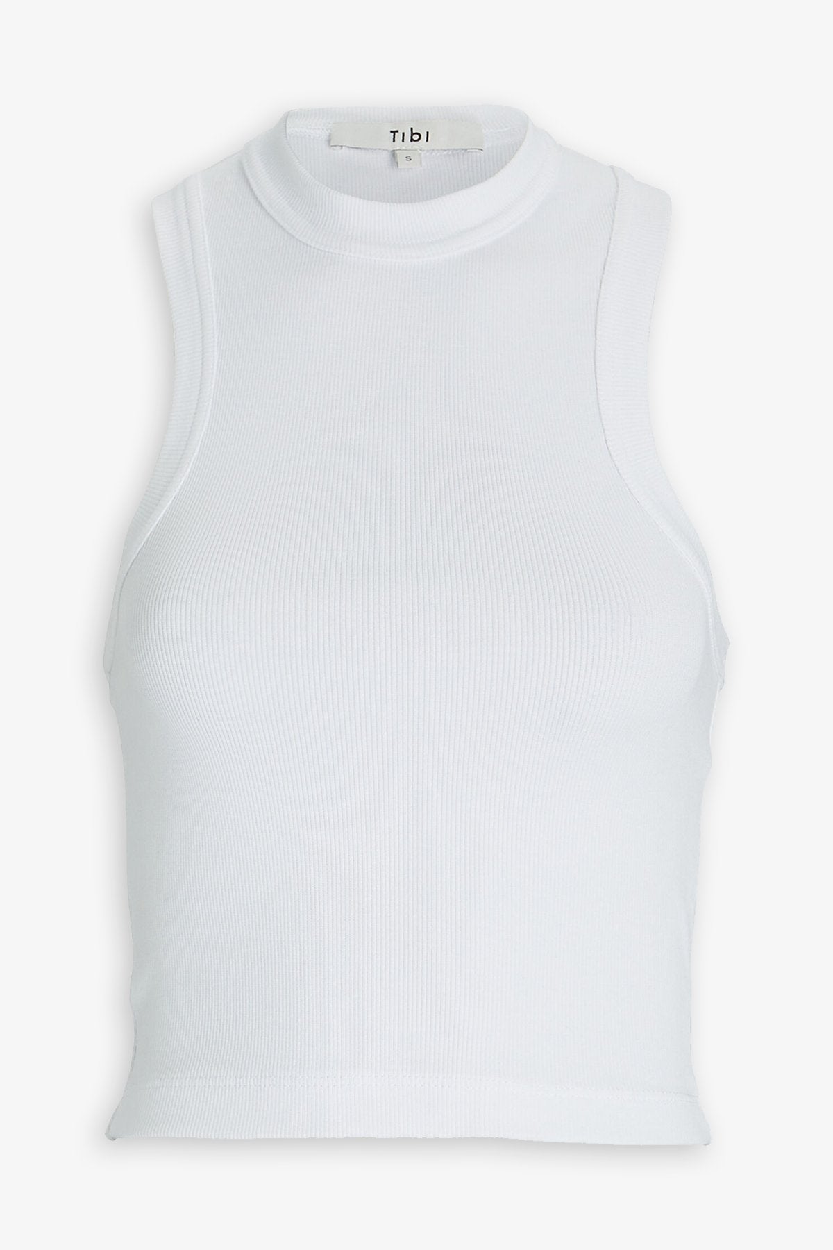 Ribbed T-Shirt Cropped Tank in White - shop-olivia.com