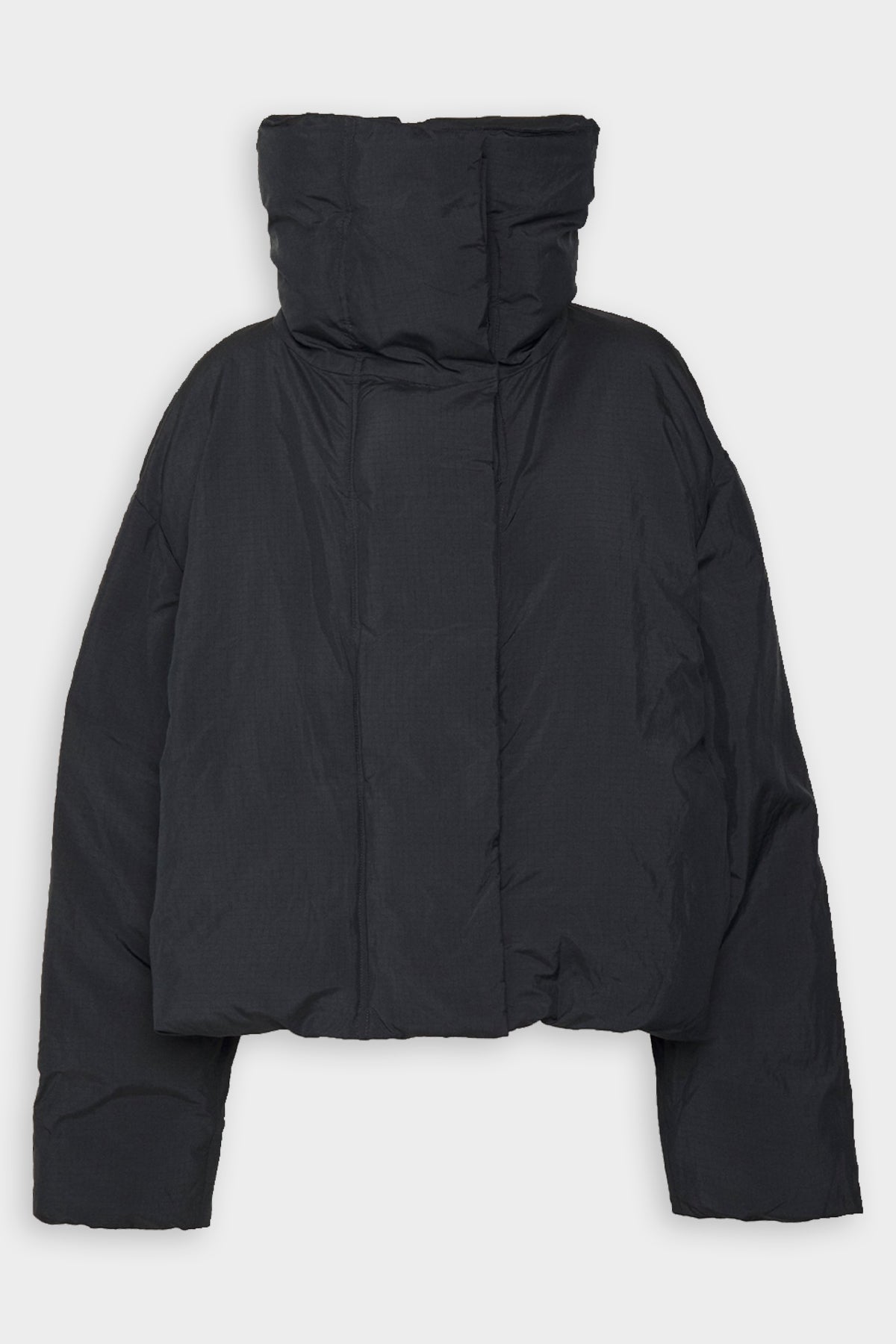 Ripstop Duvet Collar Puffer Jacket in Black