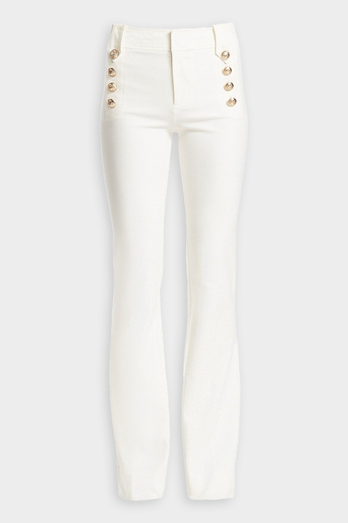 Robertson Flare Trouser with Sailor Buttons in Soft White - shop-olivia.com