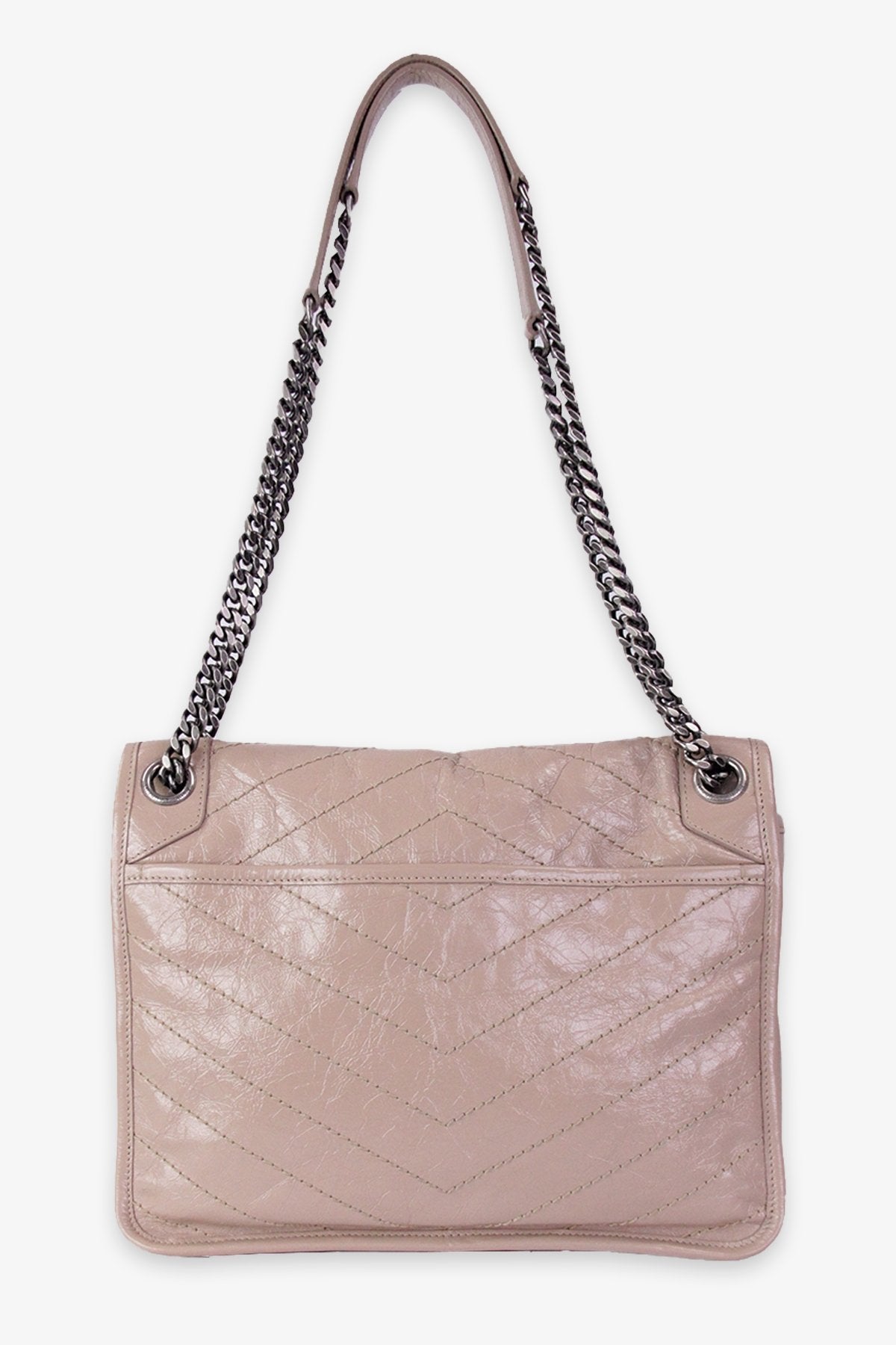 Saint Laurent Patent Taupe Nikki Handbag - shop-olivia.com