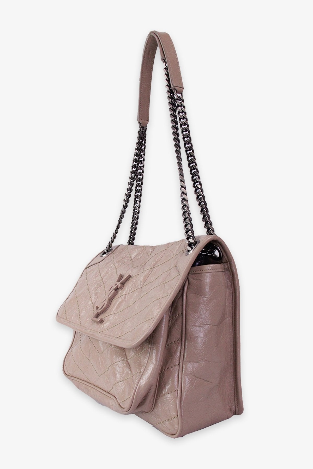 Saint Laurent Patent Taupe Nikki Handbag - shop-olivia.com